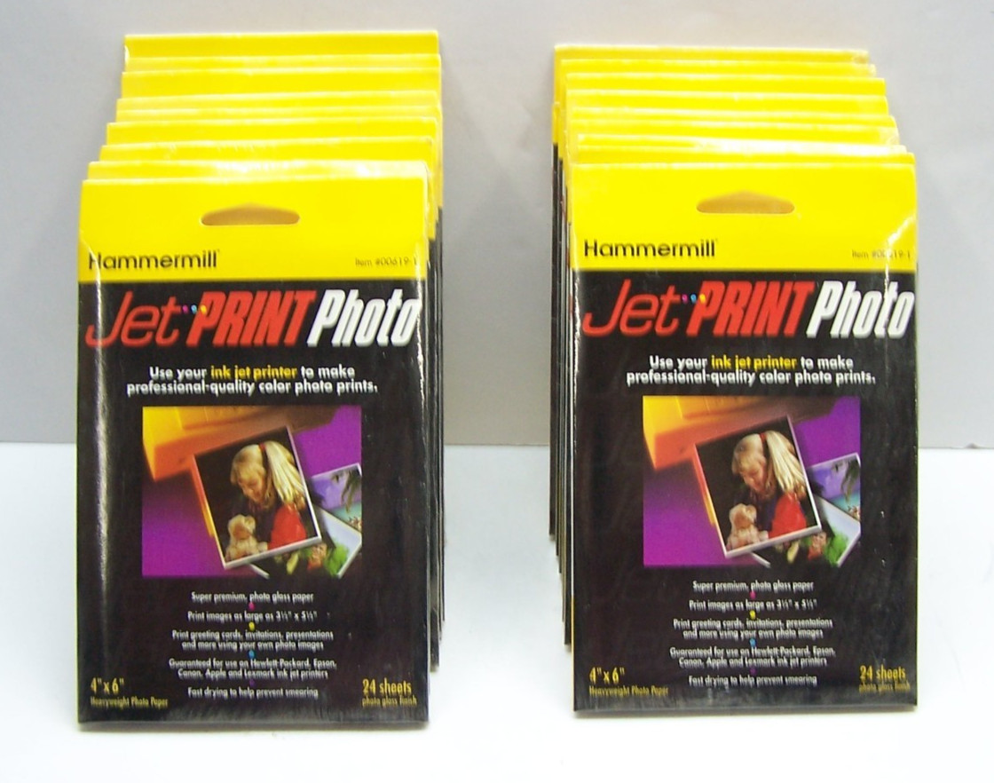 Hammermill Jet Print Gloss Photo Paper 4”x6” Heavyweight 24 Sheets/pkg. 18 pkgs.