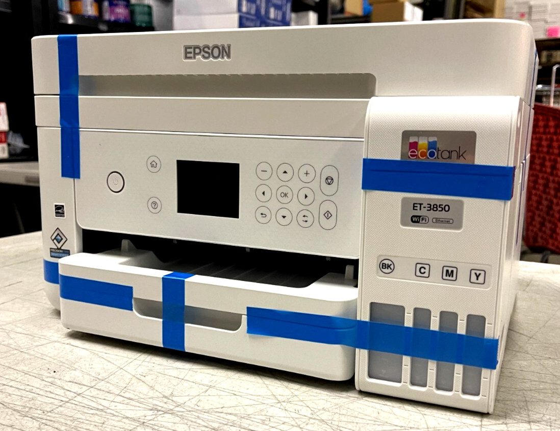 Epson EcoTank ET-3850 Wireless Multifunction Printer – White (NO INK !!!)