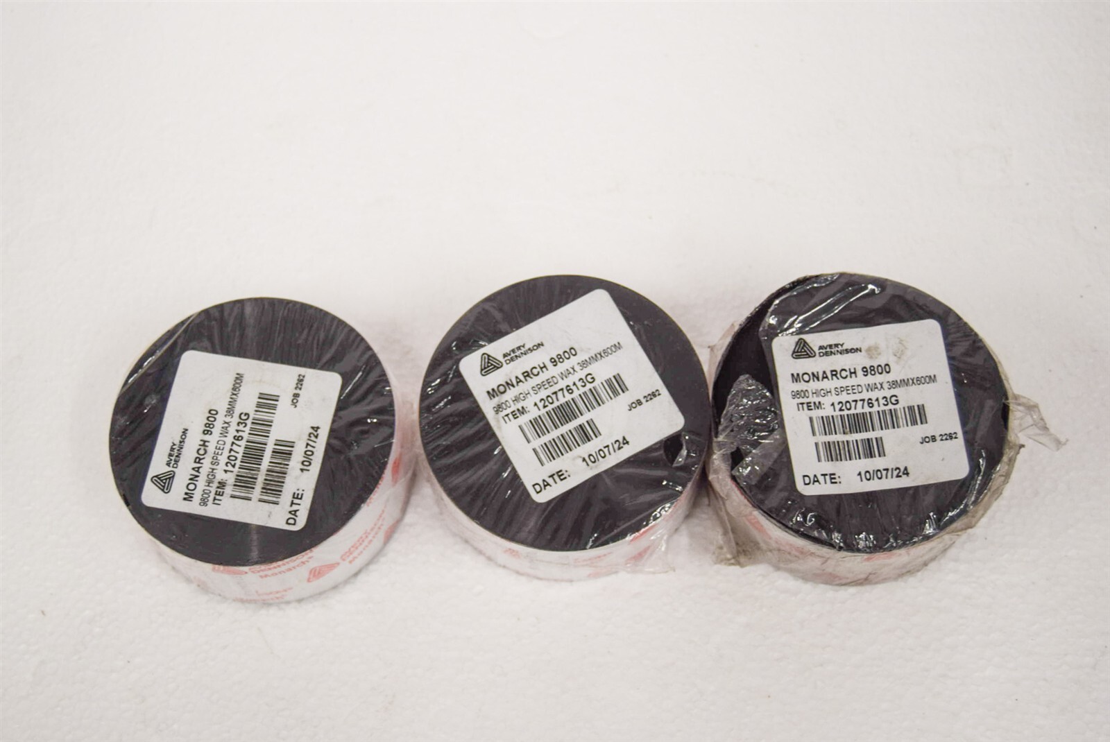 (3) Avery Dennison Monarch 9800 12077613G High Speed Wax 90mmx600m Ribbon (S16)