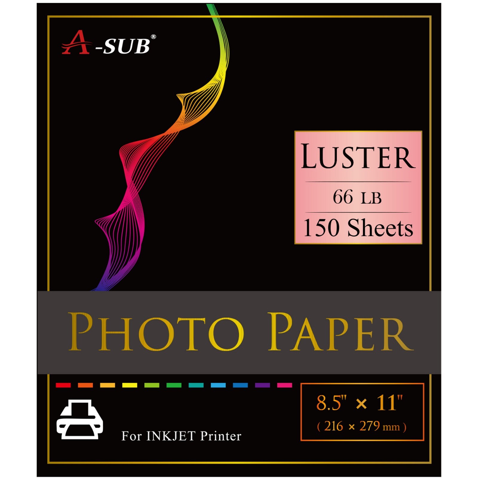 A-SUB Luster Photo Paper 8.5X11 In 66LB 150 PK Professional Inkjet Photo Paper