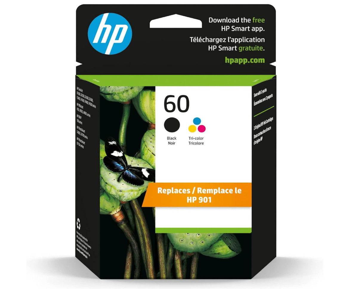 HP 60 Black & Tri-Color Ink Cartridge Combo Pack (Choose Exp Date) NEW SEALED !!
