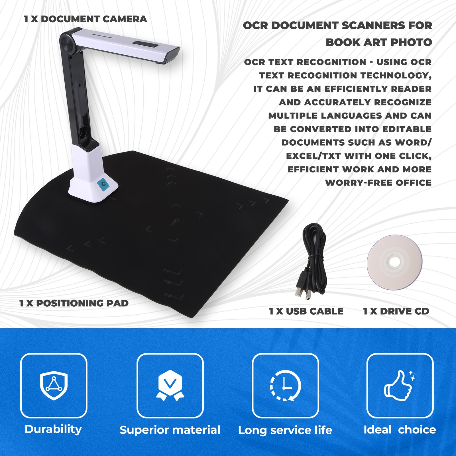 Document Camera for Teachers, Portable USB Document Camera Scanner with5379