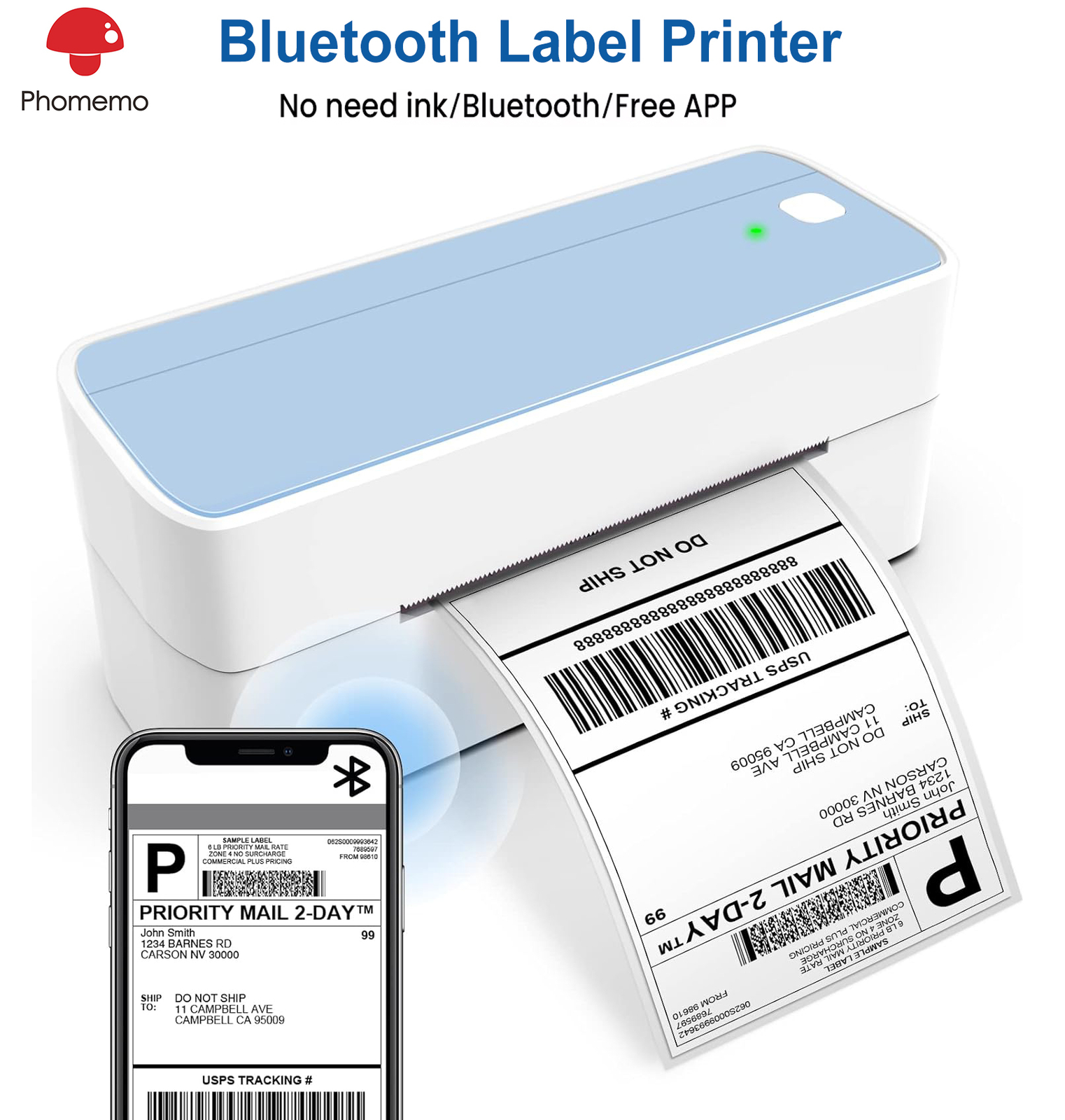 Bluetooth Shipping Label Printer or 4×6 Thermal Paper for Small Business Lot