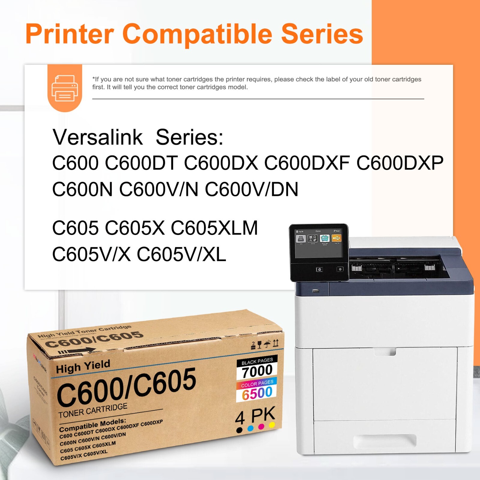 High Yield Toner Cartridge for Xerox Versalink C600V C600 106R03896-899 BK/C/M/Y