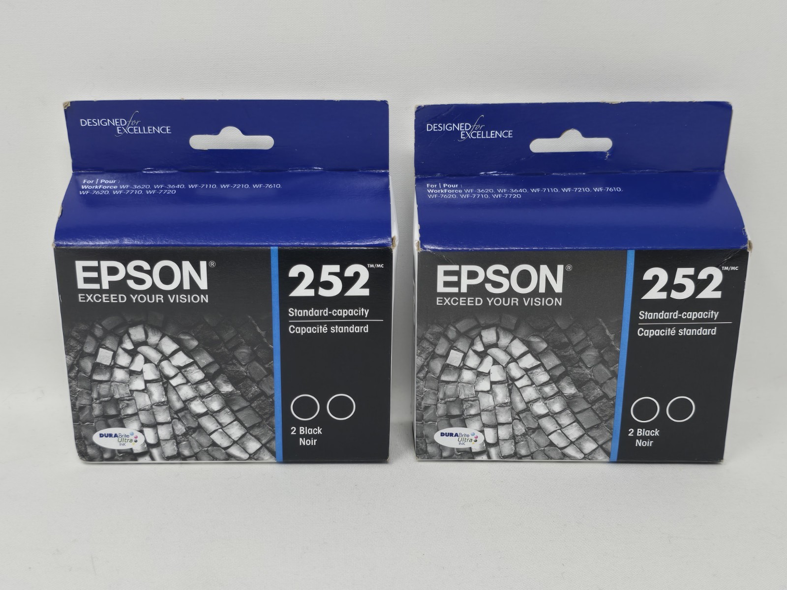 (LOT OF 2) Genuine Epson 252 Black Dual Cartridge, Exp 11/2026, NEW