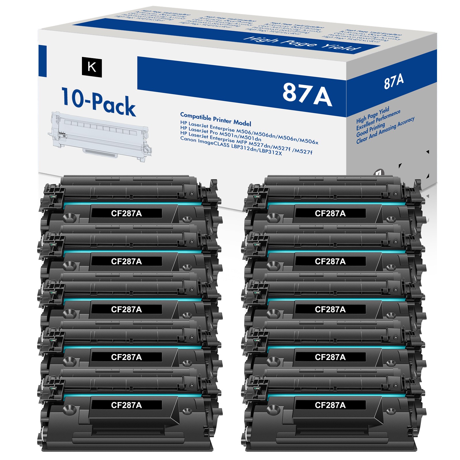 Toner Compatible with HP 87X CF287X & 87A CF287A LaserJet M527 M506dn M501dn Lot