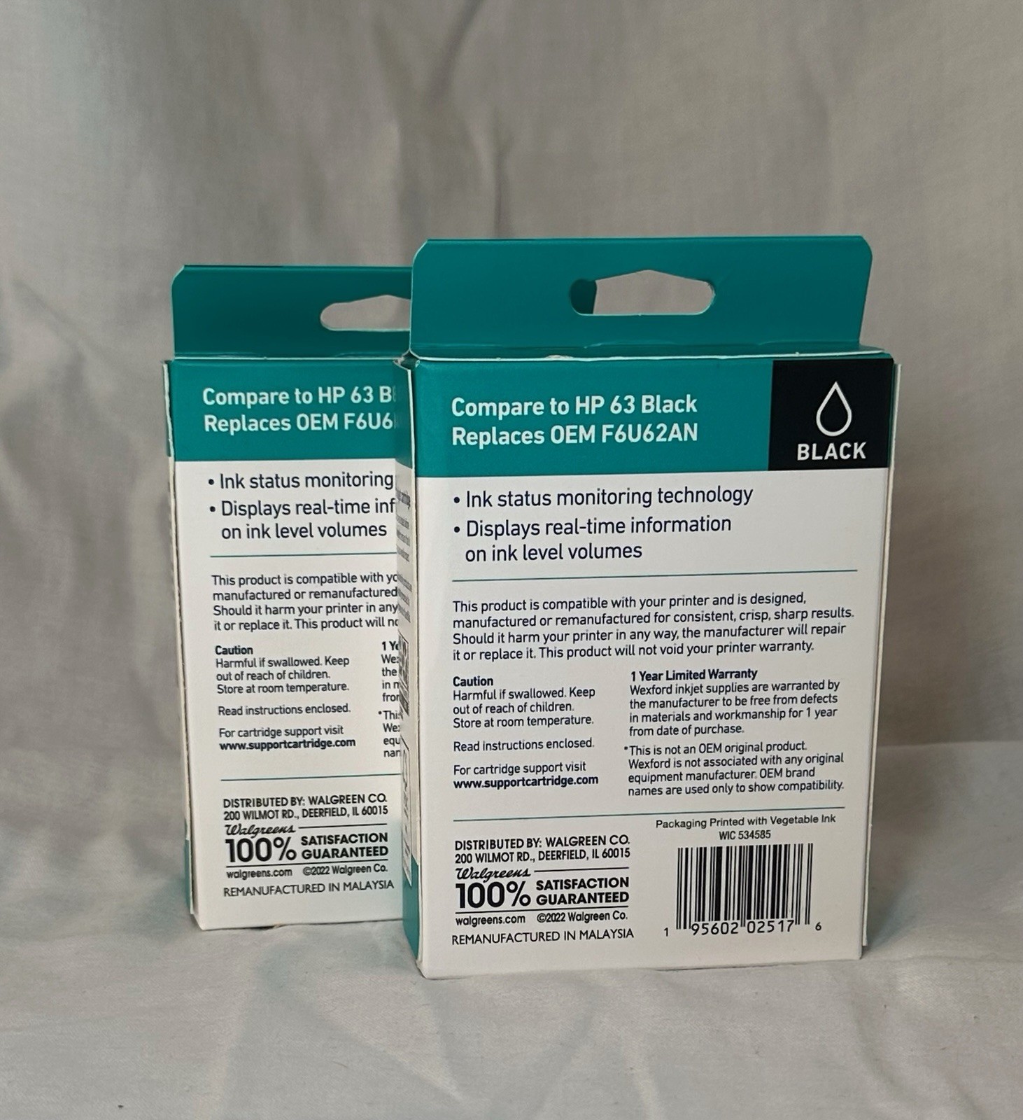 Lot Of 2 ! Wexford 63 Inkjet Black Ink Cartridges NEW/SEALED