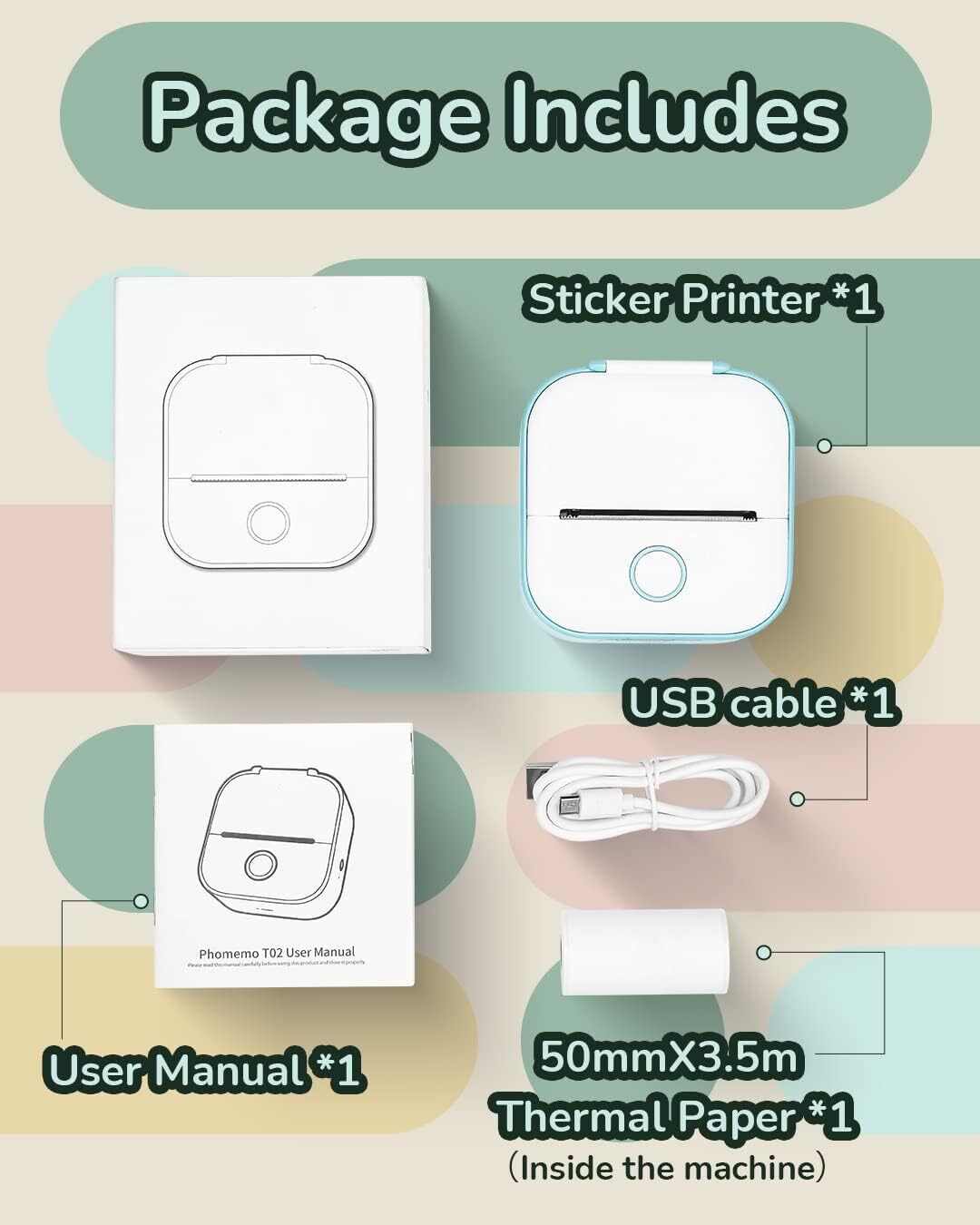 Mini Printer Sticker Thermal Printer Bluetooth Pocket Phone Printer for Packages