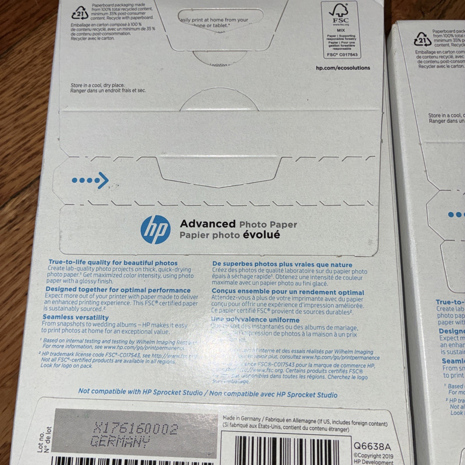 HP Advanced Photo Paper Glossy 100 Sheets 4×6″ Inkjet Boxed (Set Of 2) Boxed