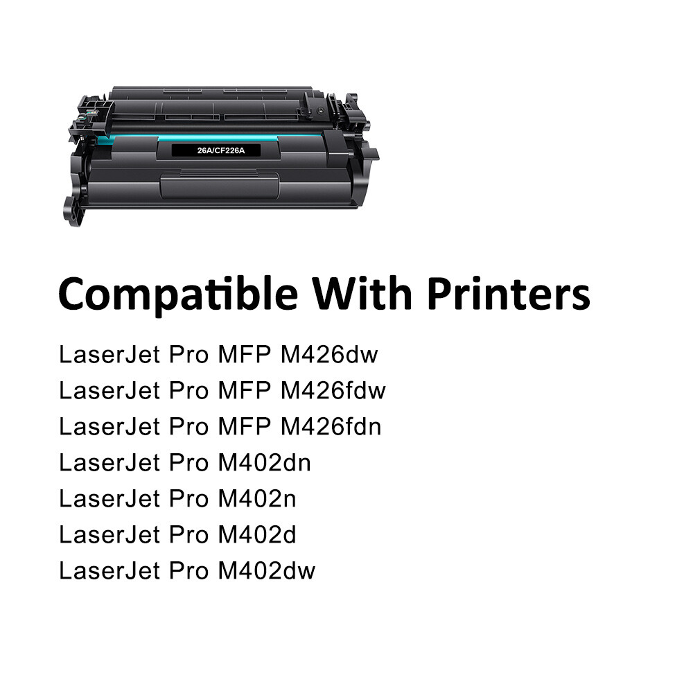 2PK Black 26A CF226A Toner For HP Laserjet Pro MFP M426fdw M426fdn M402n M402dn