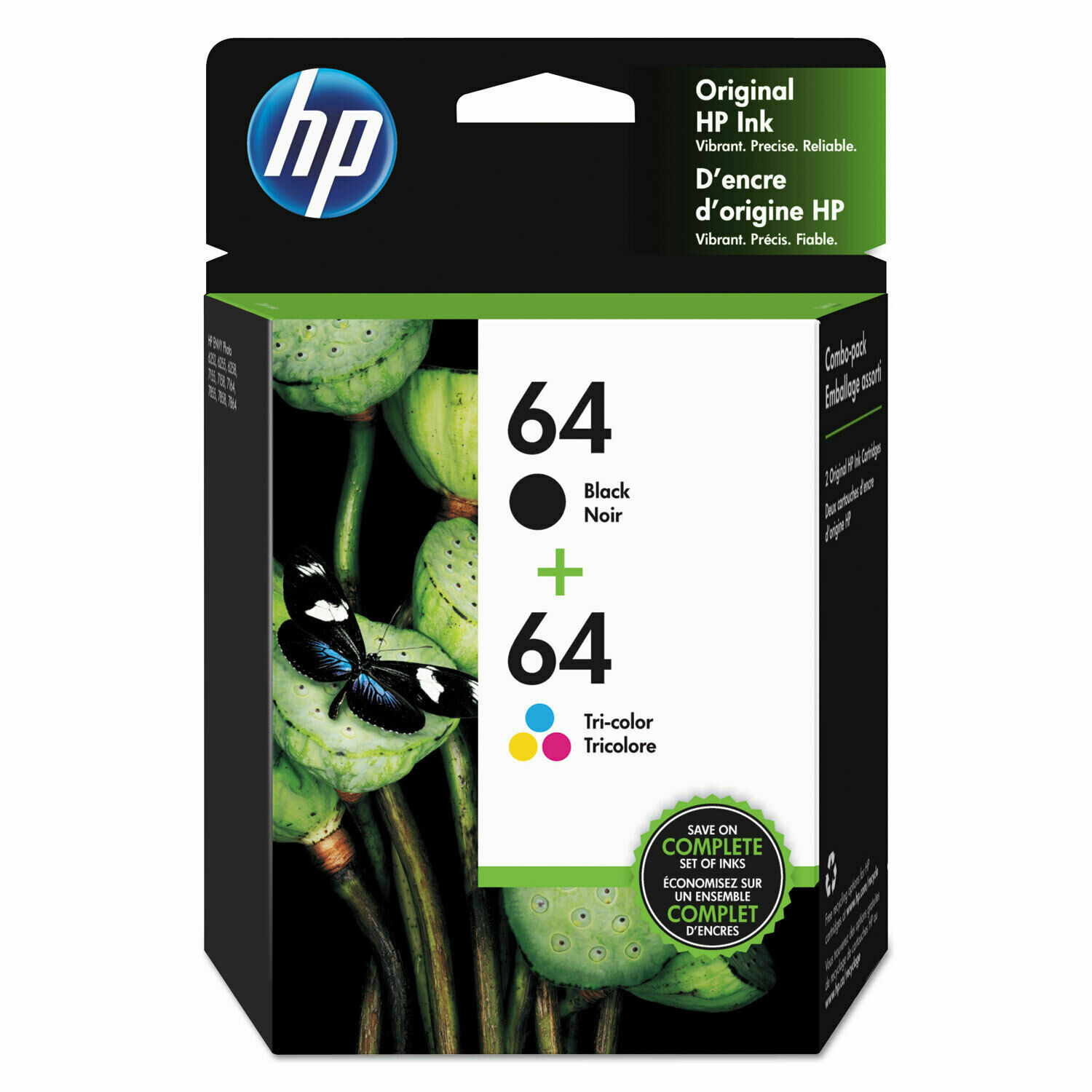 HP 64 (X4D92AN#140) Ink Cartridge Tri-Color & Black