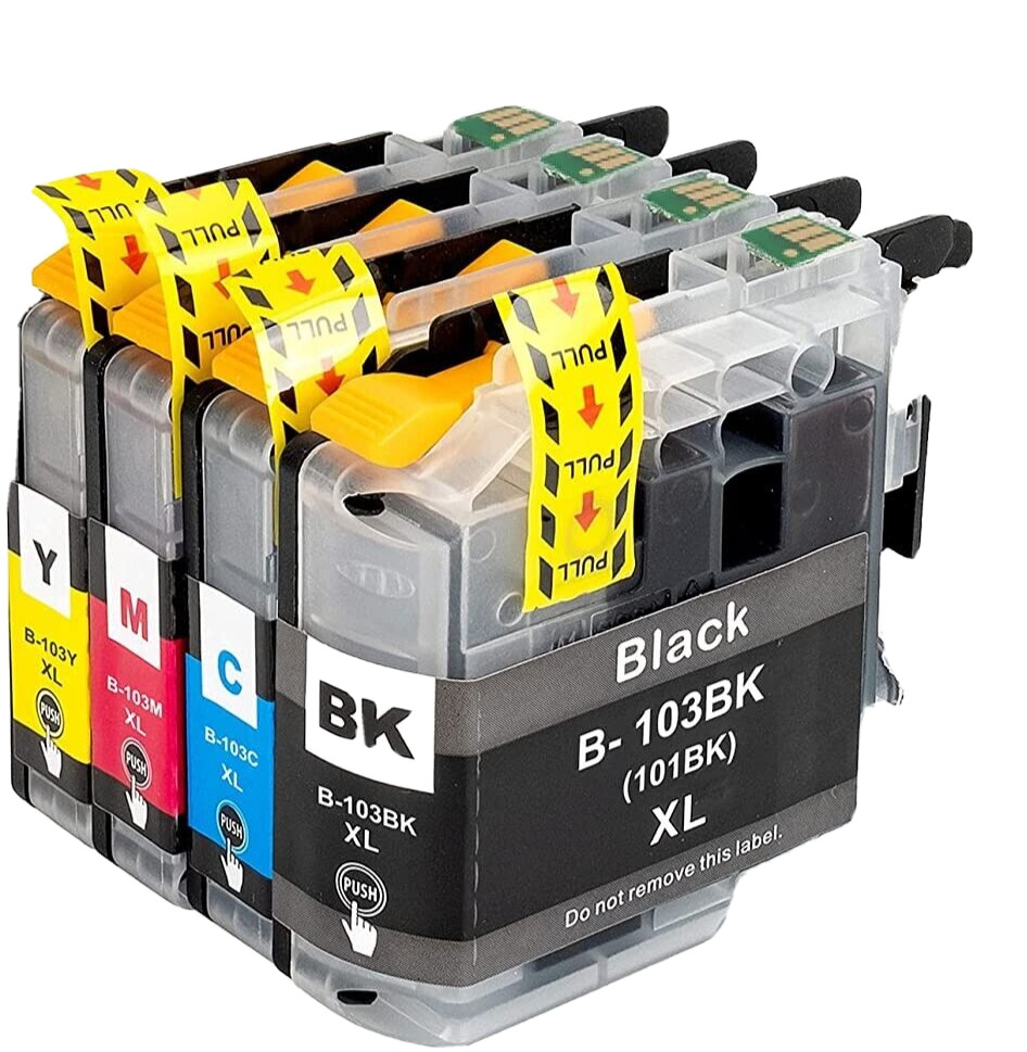 Compatible Ink Cartridge Replacement for Brother LC103 XL – 4 Pack B, C, M, Y