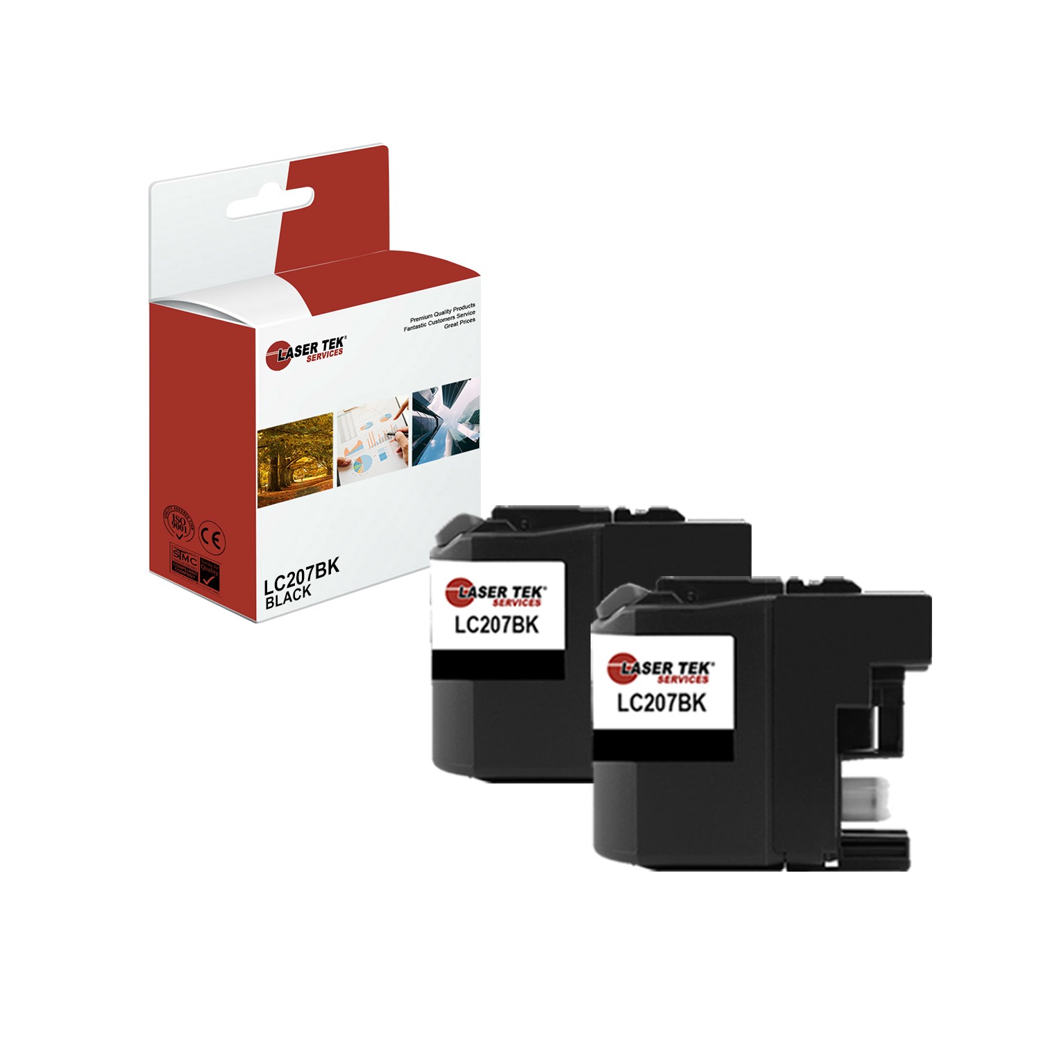 2Pk LTS LC-207 Black HY Compatible for Brother MFCJ4320DW J4420DW Ink Cartridge