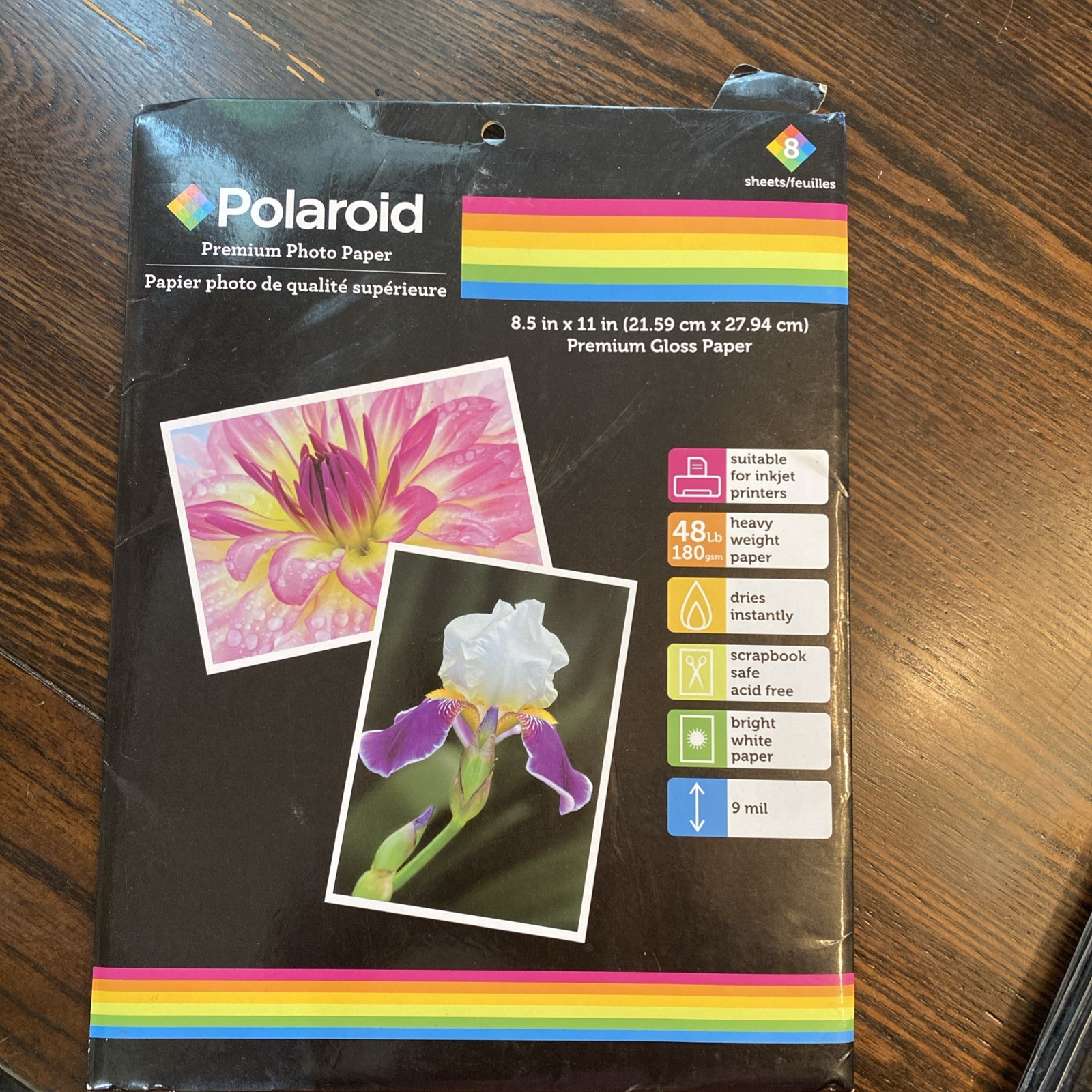 Polaroid Premium Photo Paper- 8 Sheet 8.5 In. x 11 in. Sealed!