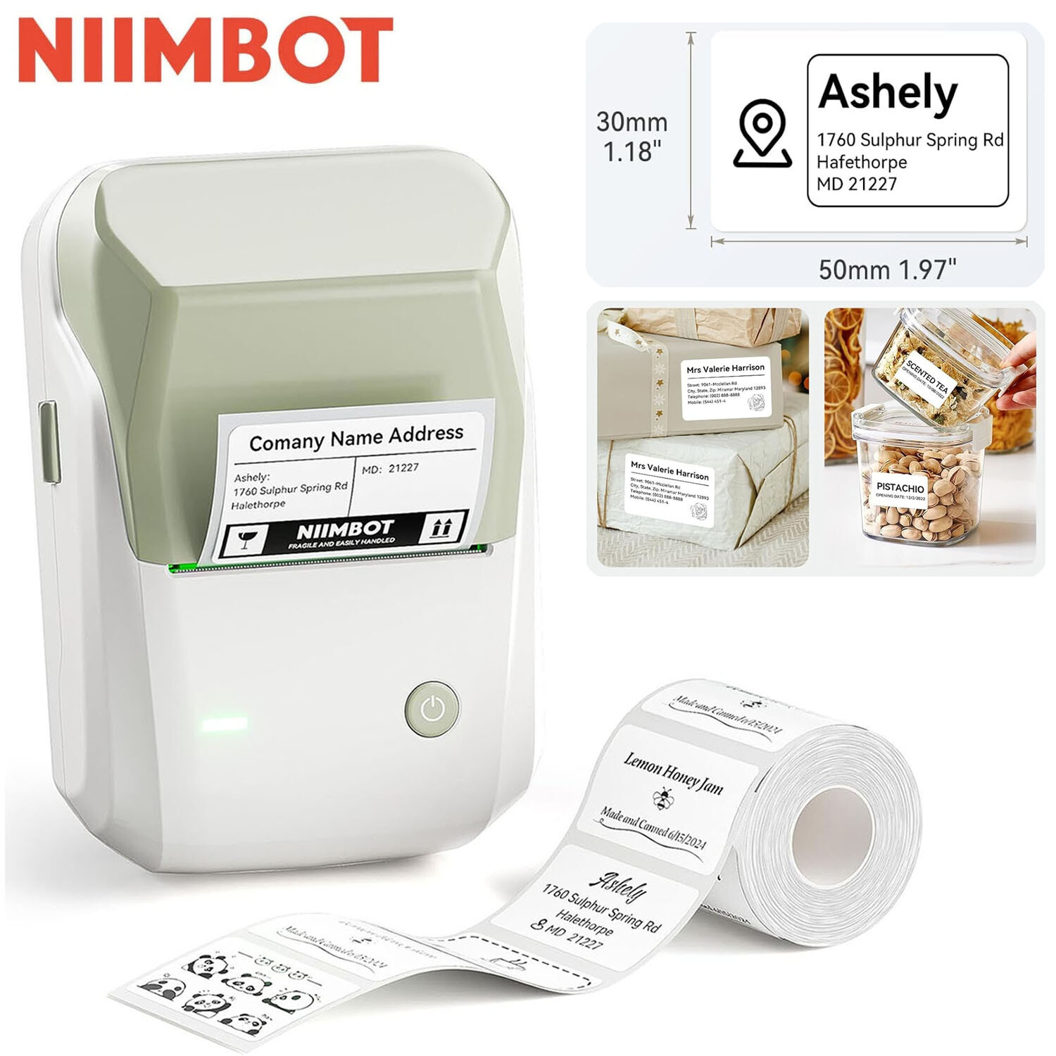 NIIMBOT B1 Label Maker Machine with Tape Portable Bluetooth Thermal Printer GN