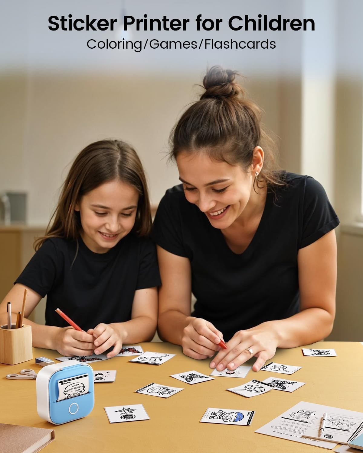 Mini Sticker Printer,Inkless Bluetooth Thermal Label & Photo Printer with App