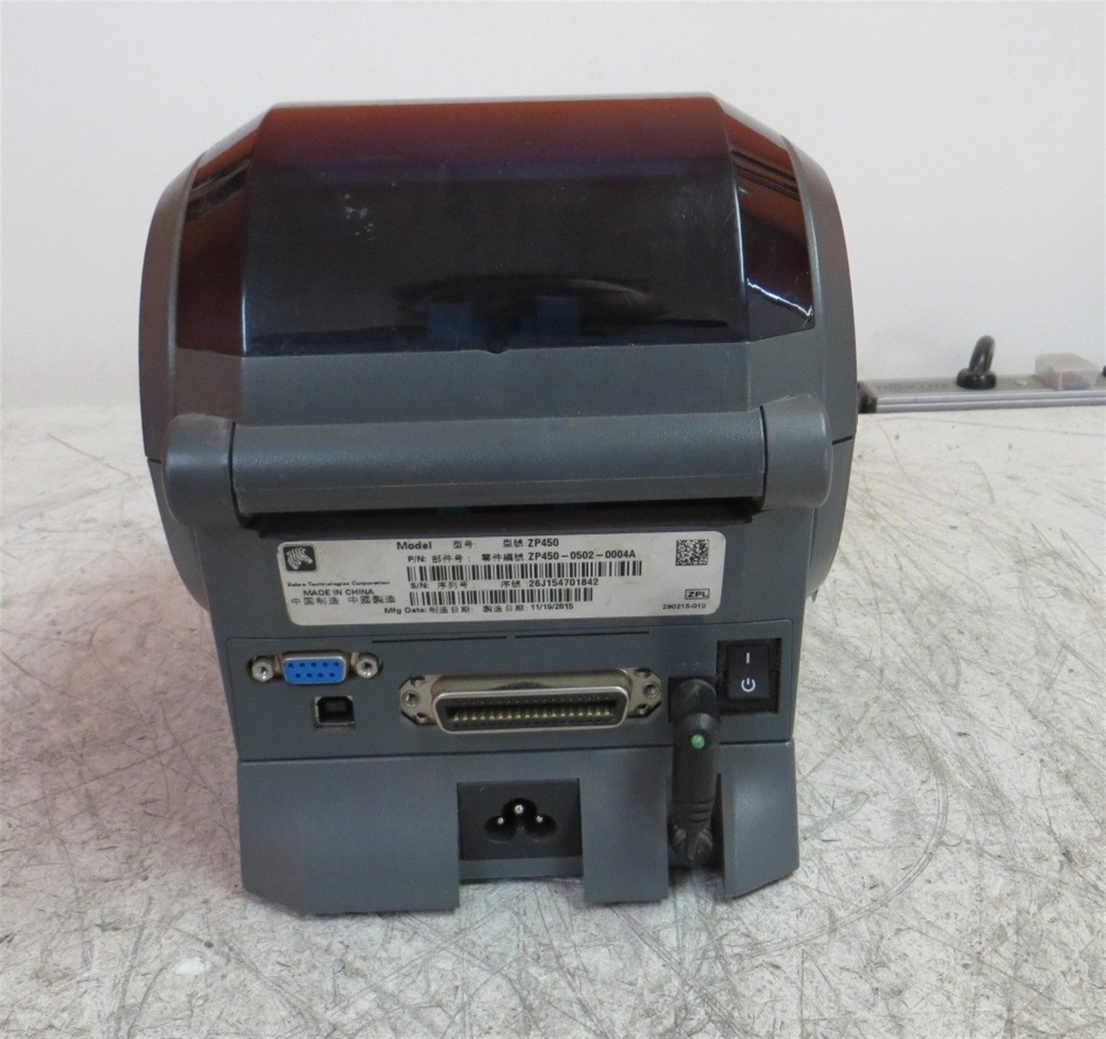 Zebra ZP 450 CTP ZP450-0502-0004A Thermal Label Printer See Description