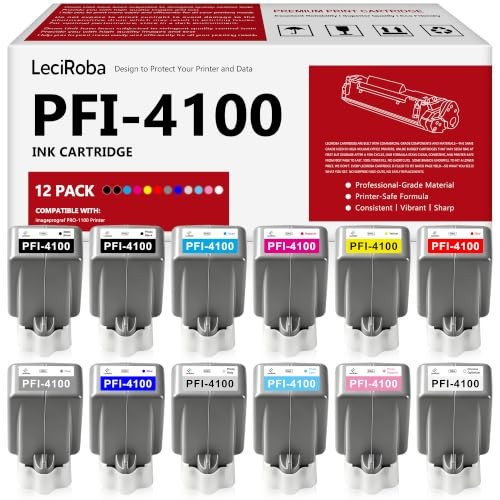 [12-Pack Color] PFI-4100 Ink Cartridge for Canon imagePROGRAF PRO-1100 Printer
