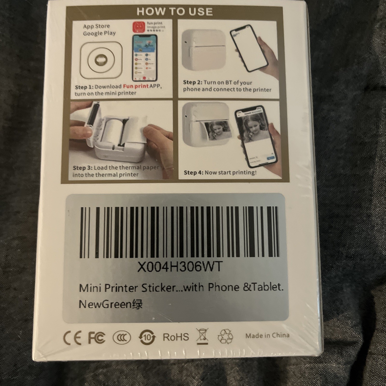 Portable Mini Printer- BT instant Printing- Fun Print App – Photos Website Label