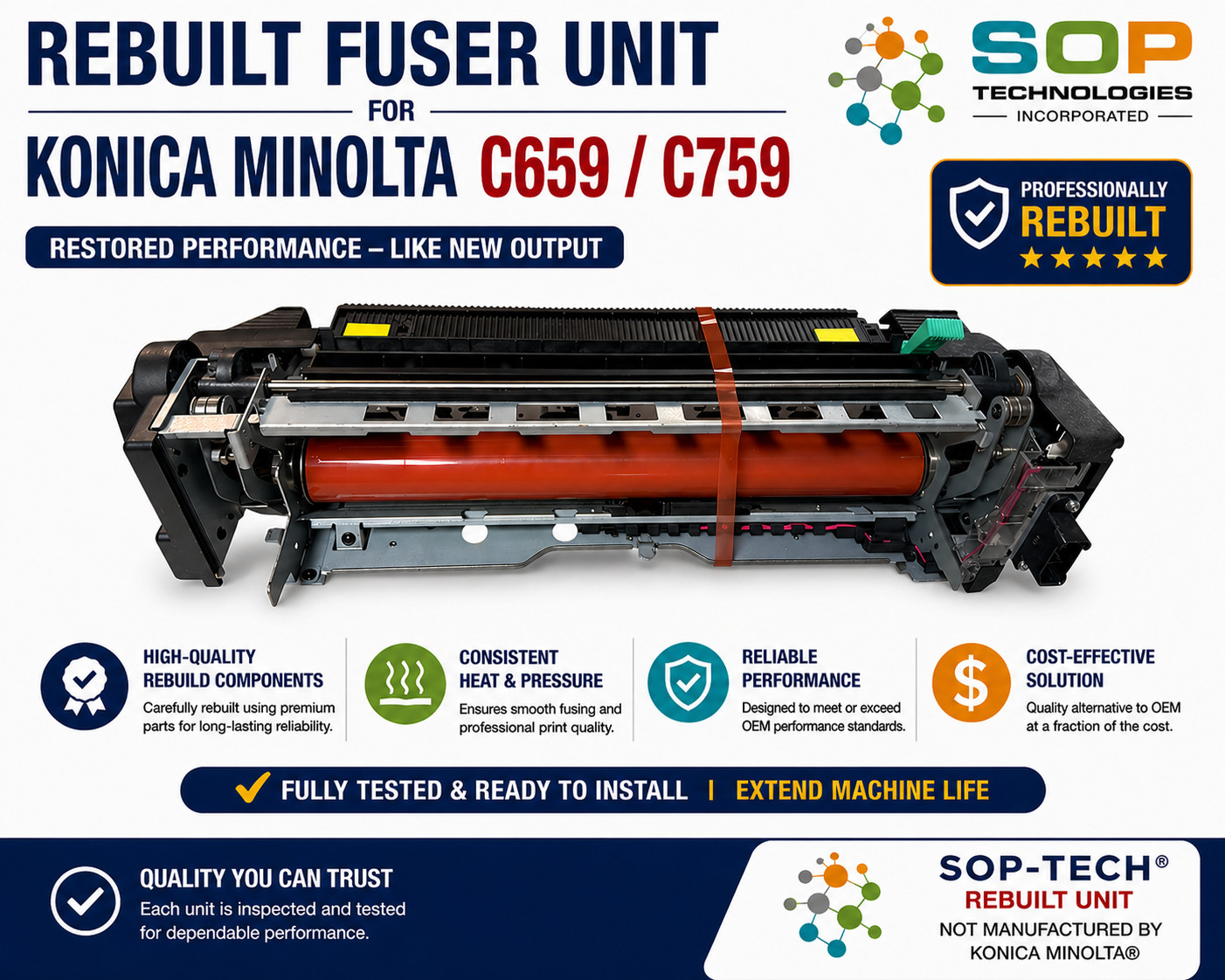 Rebuilt Fuser unit for Konica Minolta Bizhub C659 C759