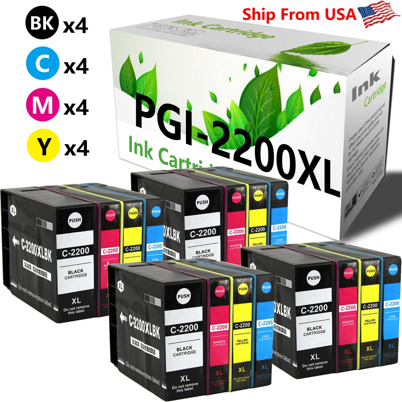 16-PacK PGI-2200 PGI 2200XL Ink Cartridge for Maxify-MB5120 iB4020 Printer