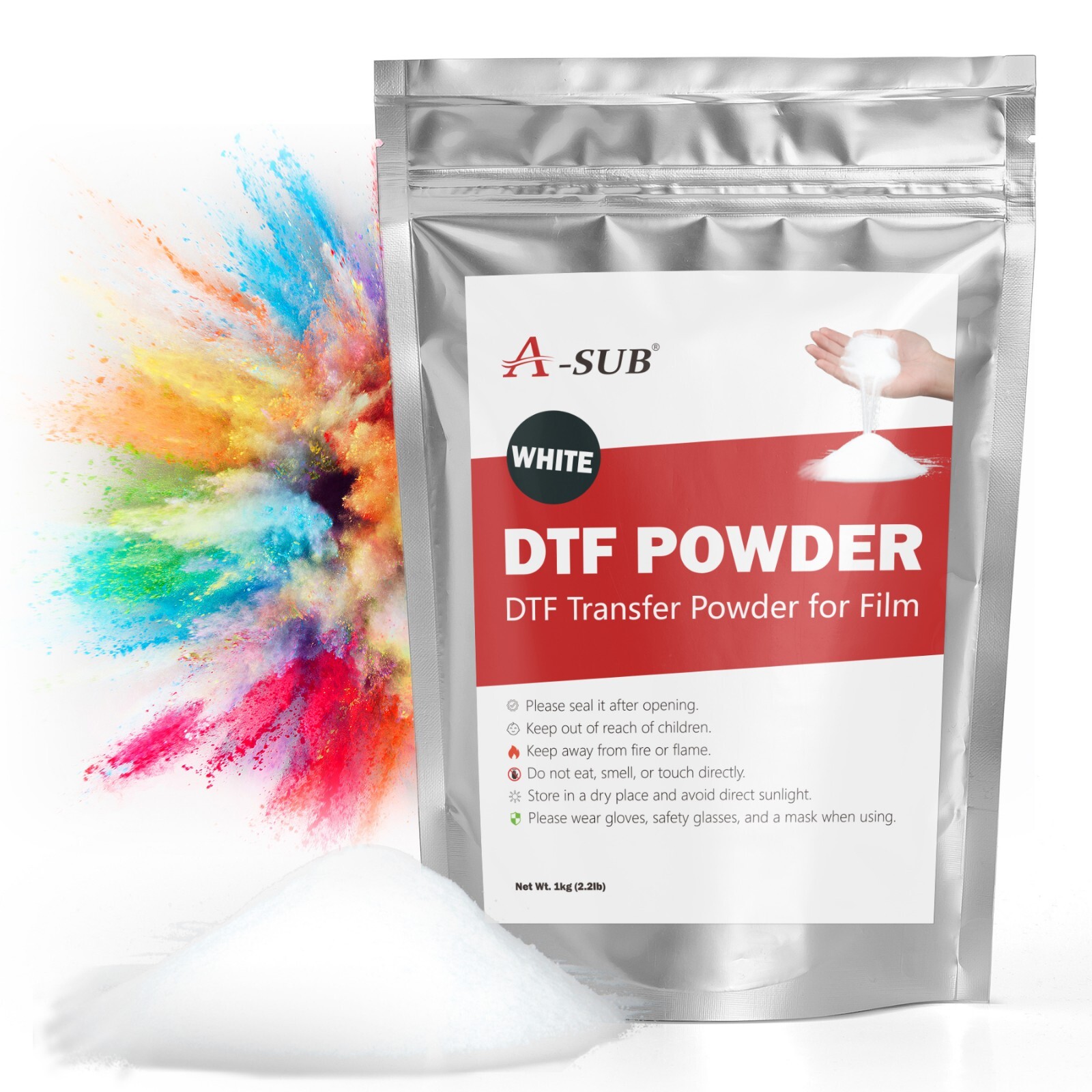 A-SUB DTF Powder for Sublimation, 33 LB Bulk White DTF Powder, 15 Packs