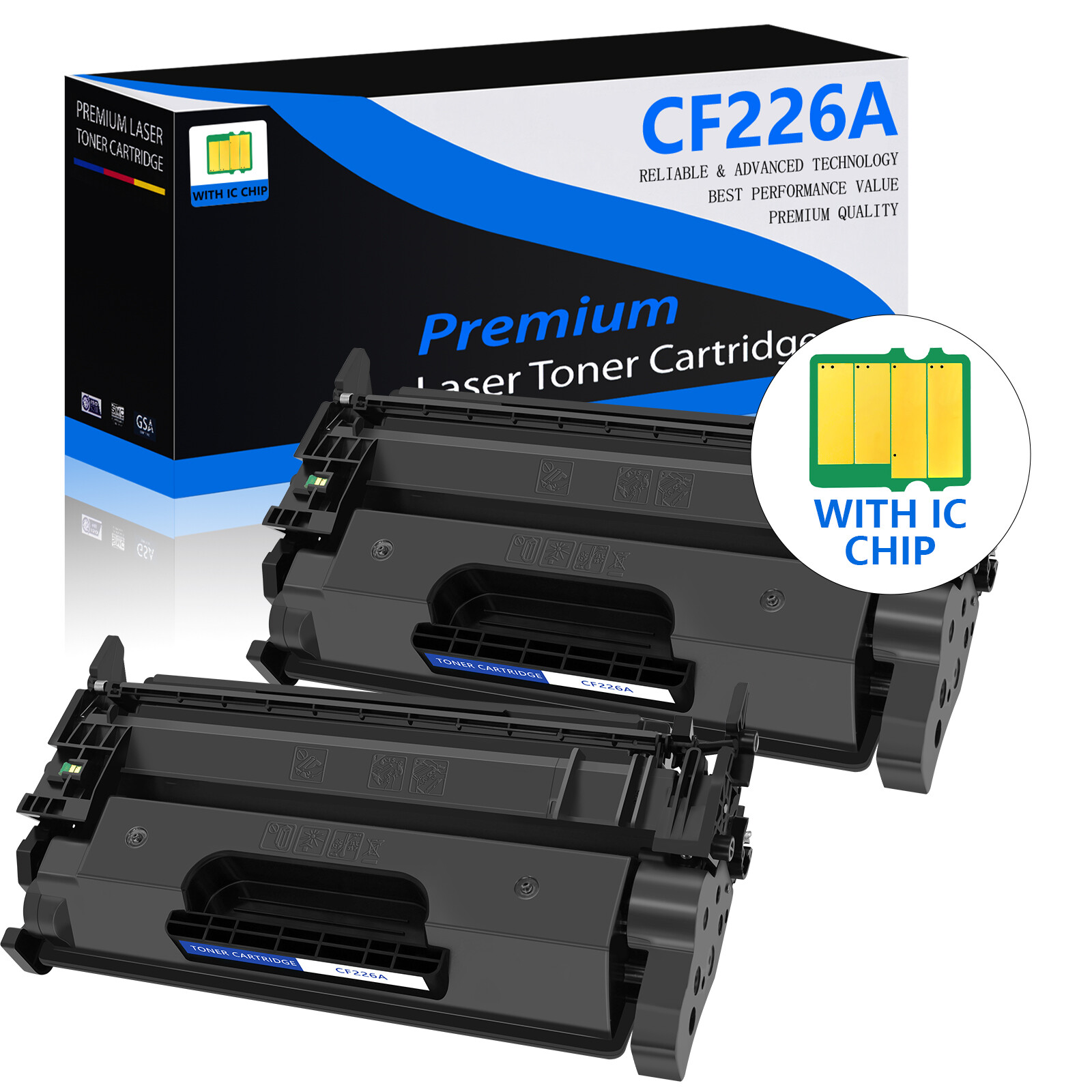 2PK Black 26A CF226A Toner For HP Laserjet Pro MFP M426fdw M426fdn M402n M402dn