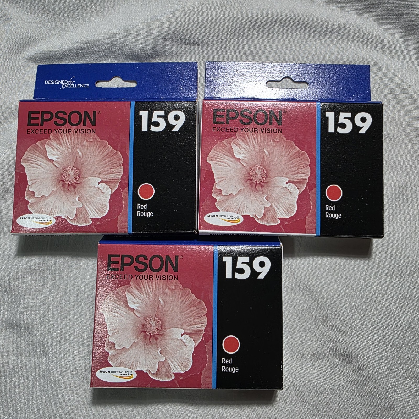 Epson 159 Red Ink Cartridge Genuine OEM for R2000 SEALED Pack Of 3 Exp 11/2026