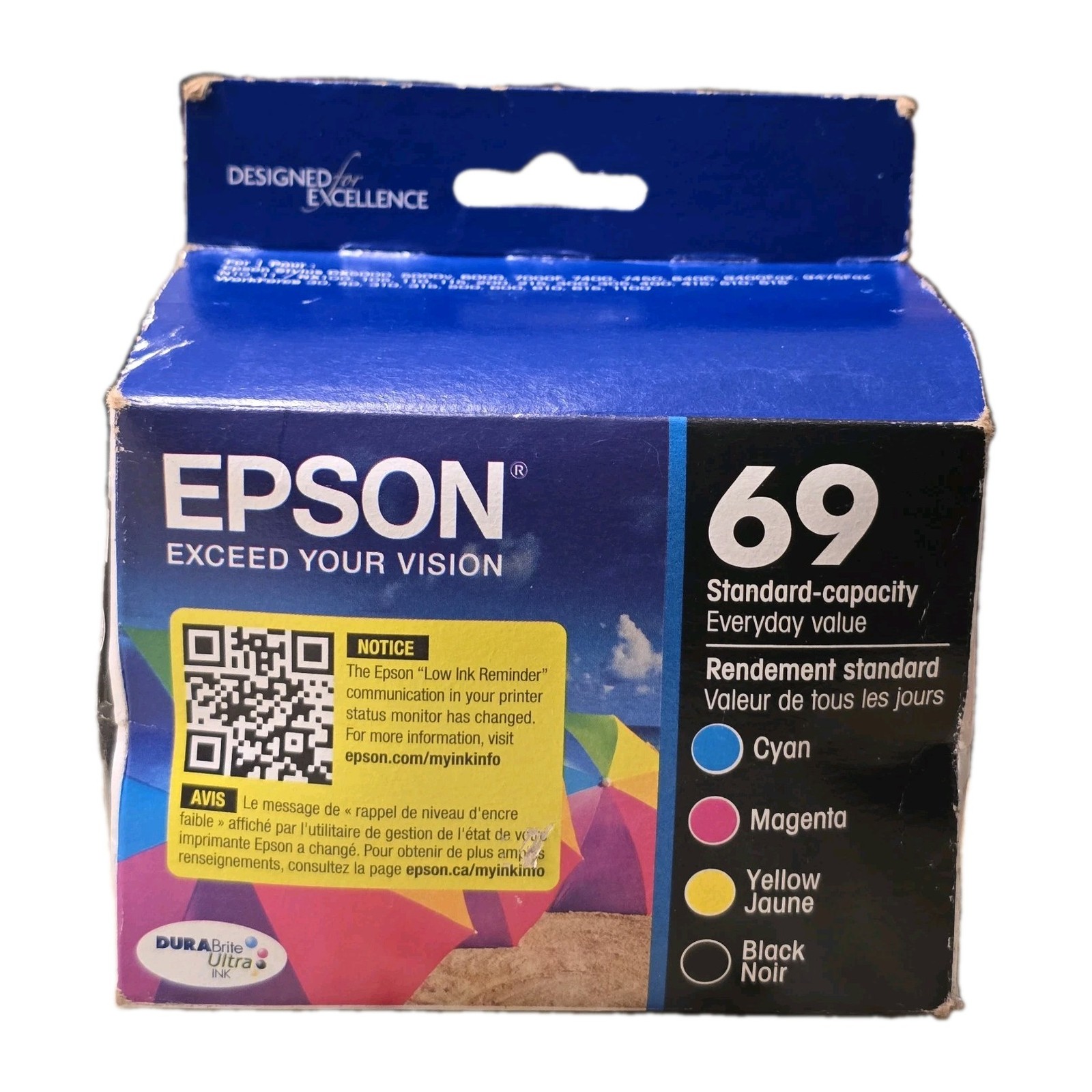 Genuine Epson 69 4pk Combo Ink Cartridges Black/Cyan/Magenta/Yellow EXP 11/2026