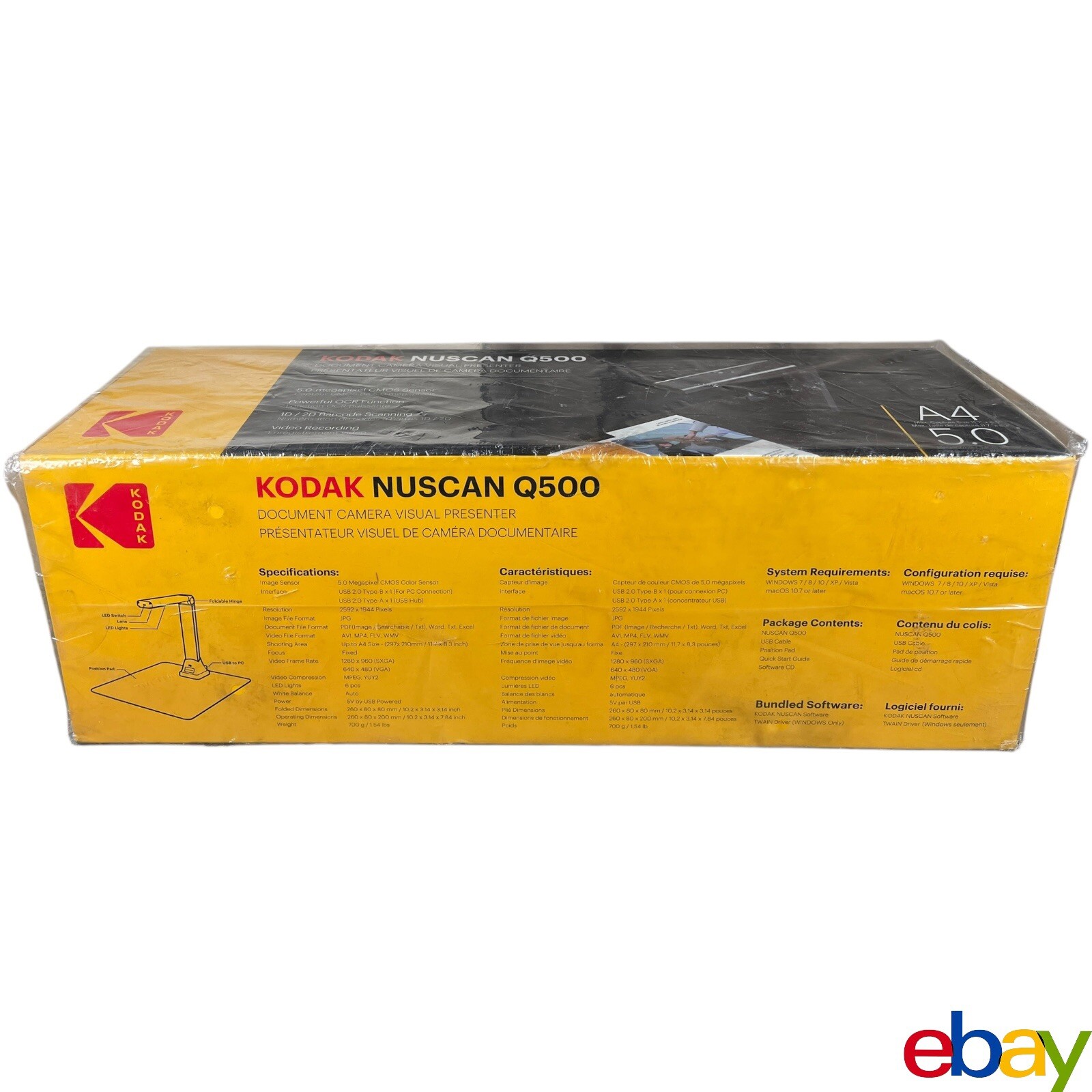 Kodak NUSCAN Q500 Document Camera Visual Presenter 5MP 2592 x 1944 5.0 Meagpixel