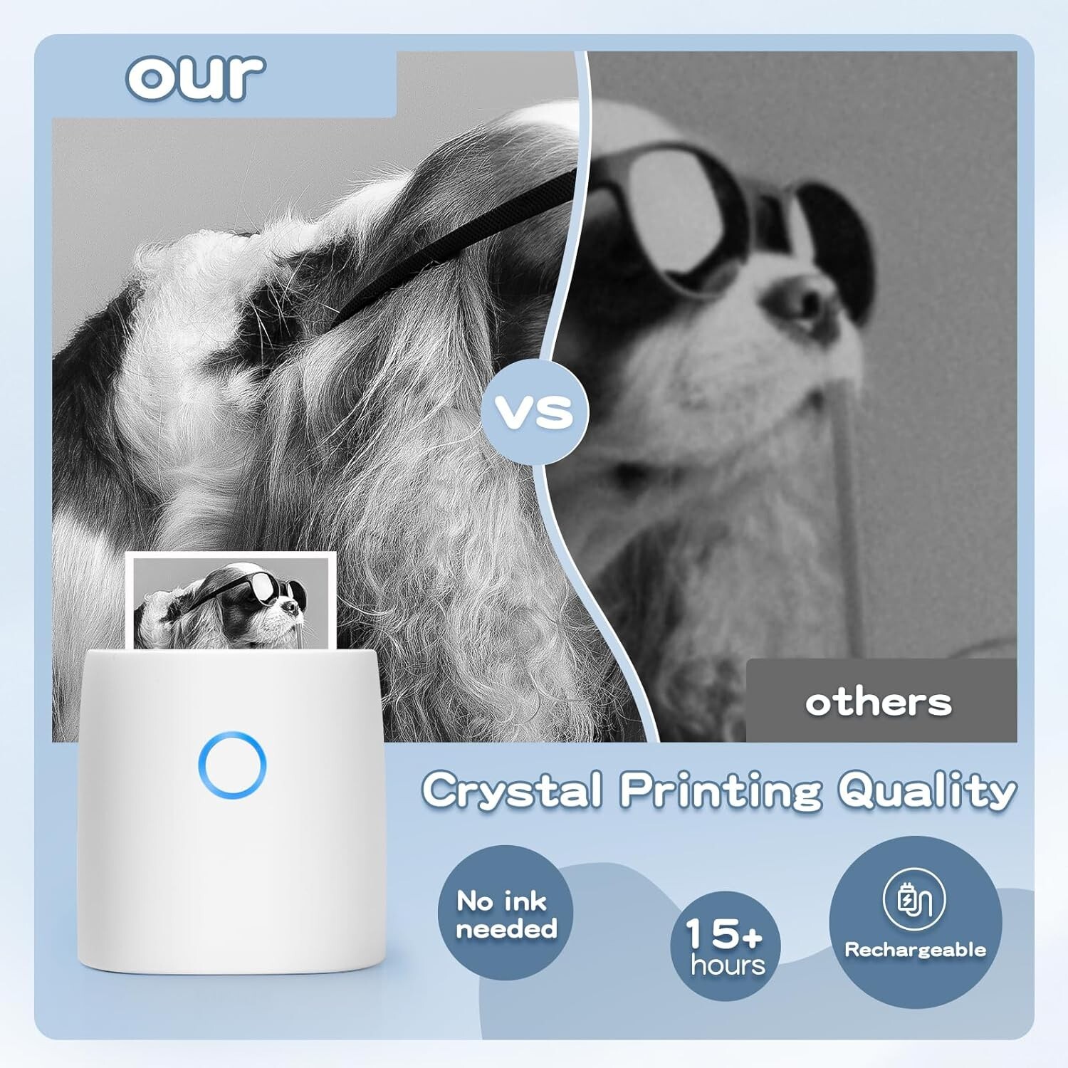 Mini Printer, 2 Inch Bluetooth Pocket Printer Compatible with Android & iOS,