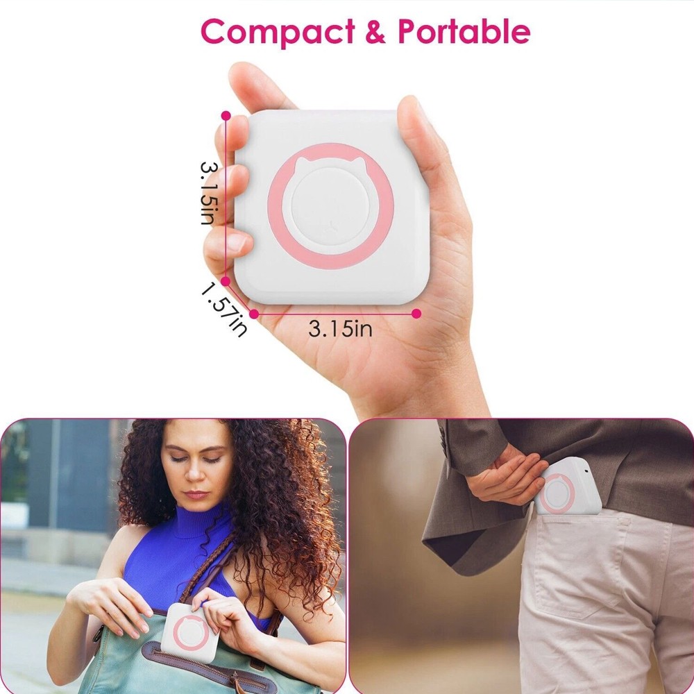 Mini Thermal Printer Pocket Photo Printer Wireless Printer or Label Paper