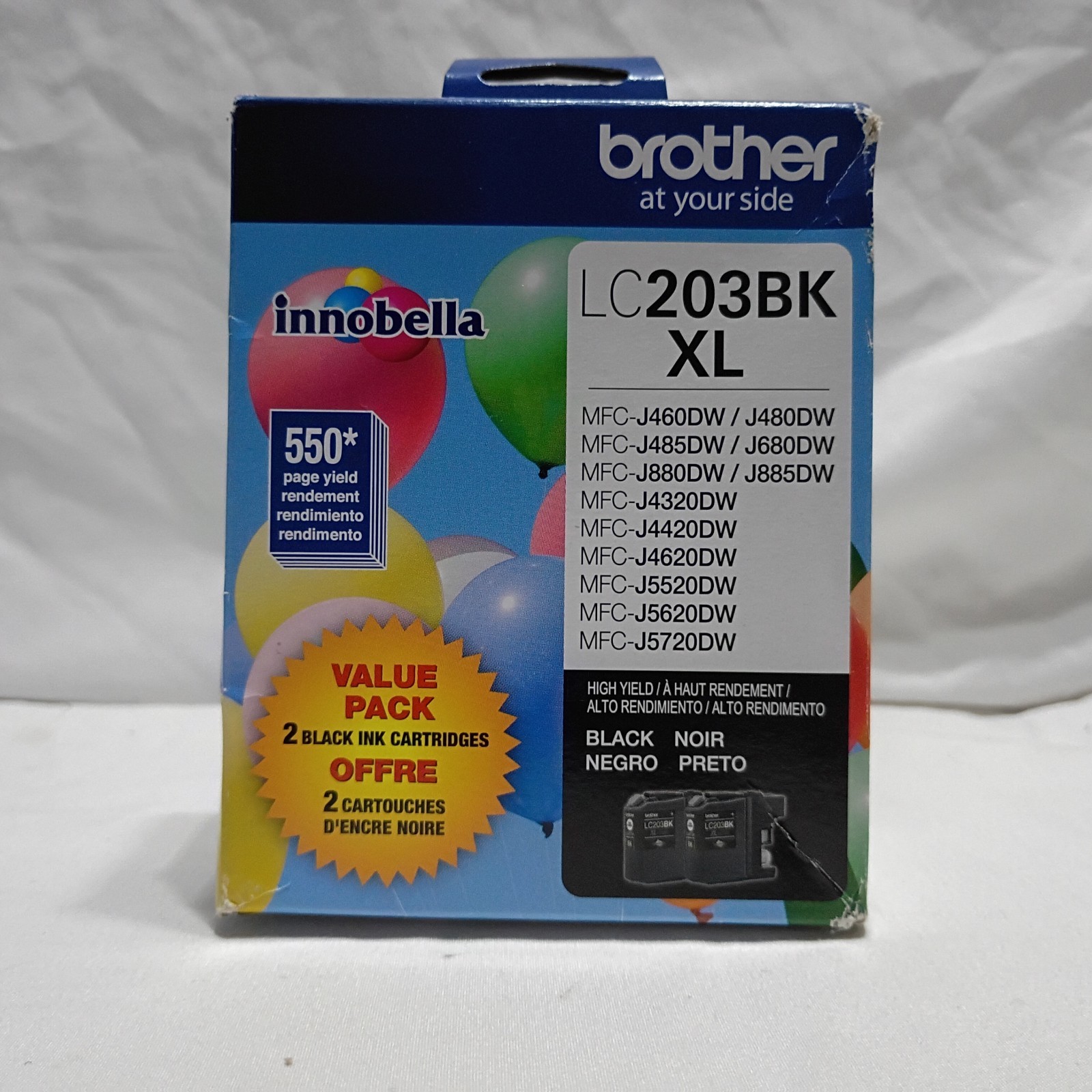 Brother LC203BK XL Black High Yield Ink Cartridge Twin Pack LC2032PKS Exp. 07-28
