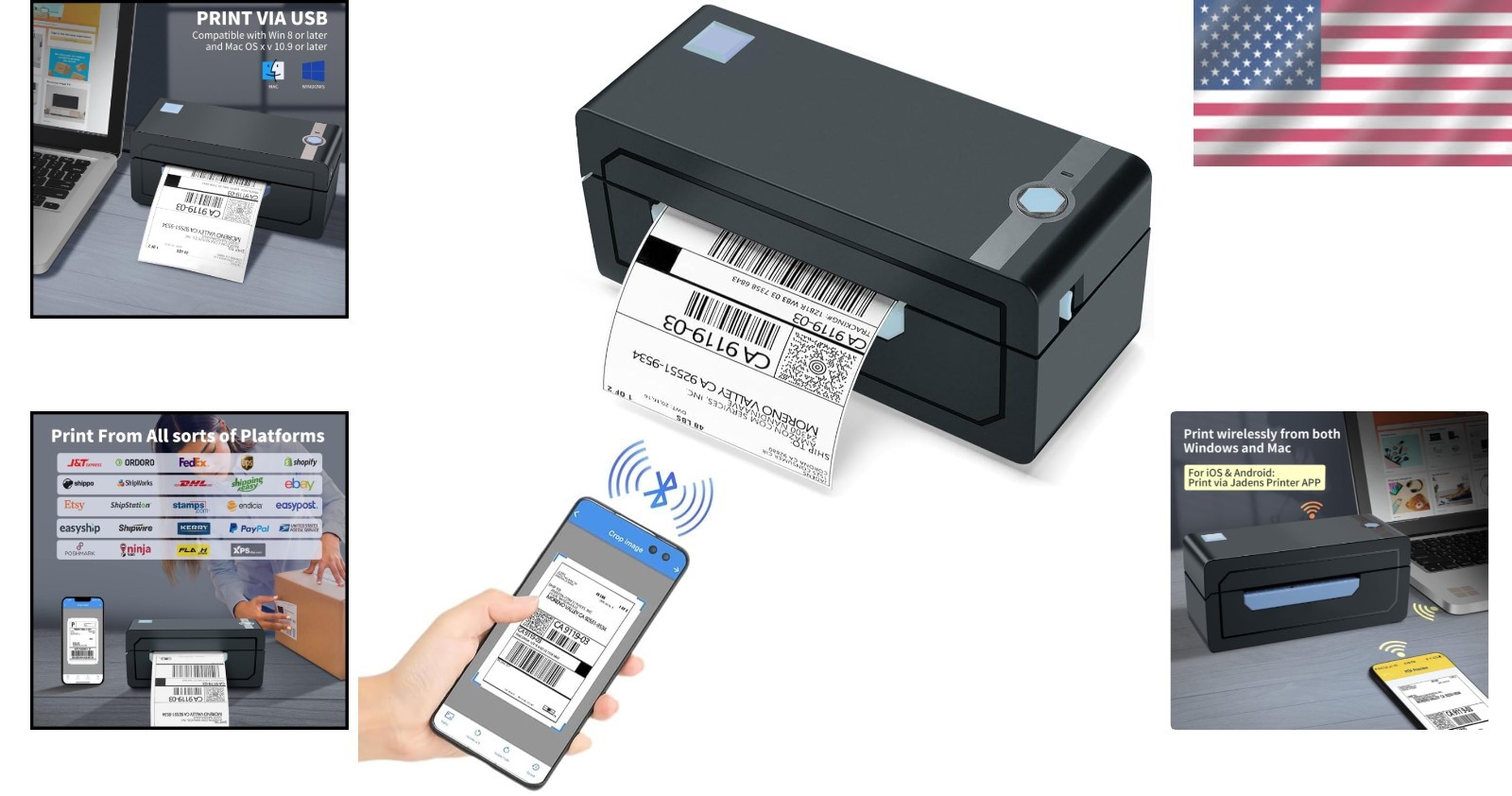 Wireless 4×6 Shipping Label Printer – iOS Android Compatible..