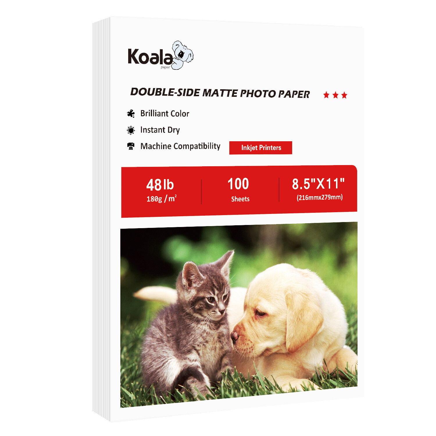 100 Sheets Koala 8.5×11 Double Sided Matte Inkjet Photo Paper 180g 48lb Brochure