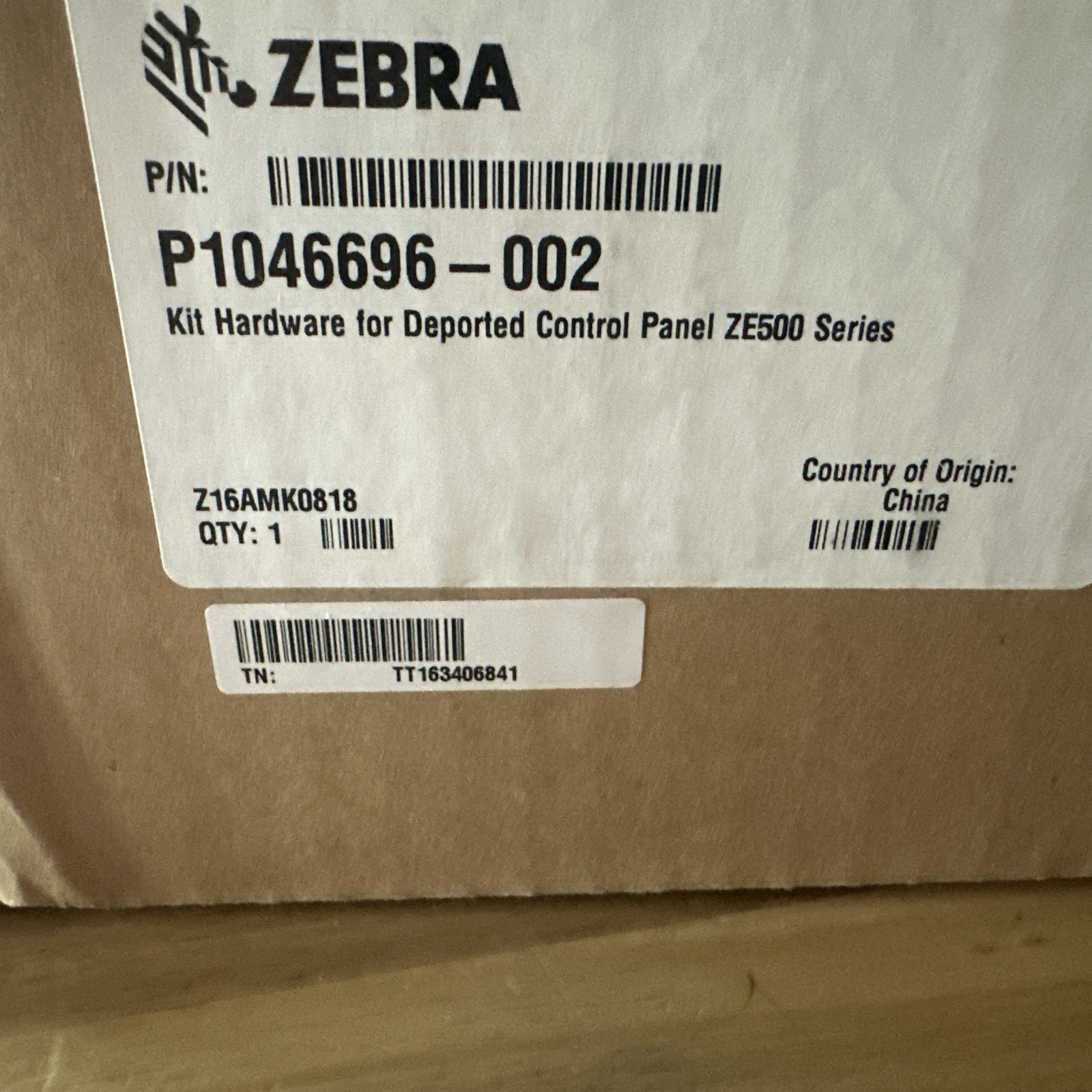 ZEBRA P1046696-002 Kit Deported CONTROL PANEL ZE500 SERIES