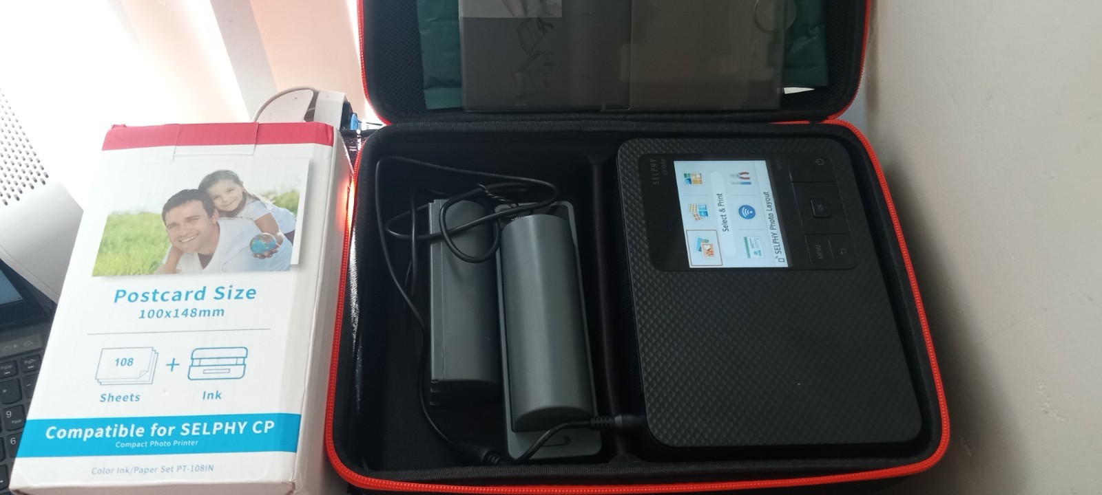 Canon Selphy CP1500 Photo Printer: 2 Batteries, Charger, Tray, Case, Ink, Sheets