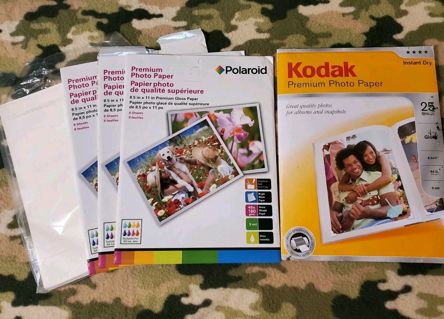Kodak, Polaroid Premium Photo Paper & Unknown Brand LOT 8.5x11in GLOSS