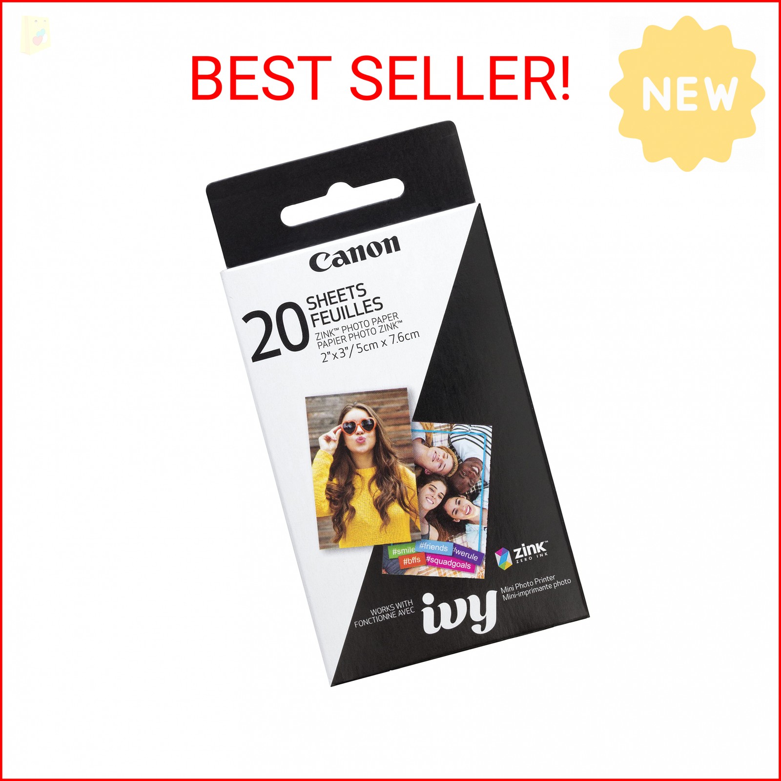 Canon IVY ZINK 2″ x 3″ Photo Sticker Paper 20 sheets Pack