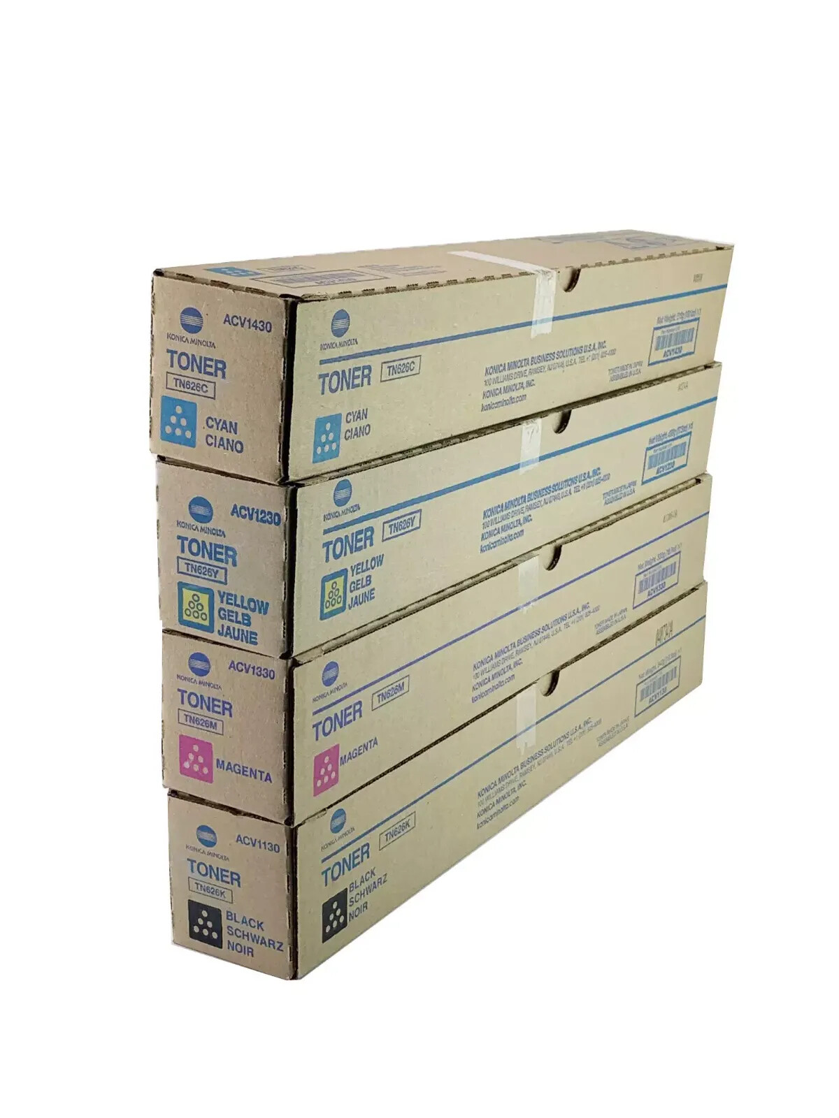 Konica Minolta Toner Cartridge Set TN626 CYMK Bizhub C450i C450i C650i