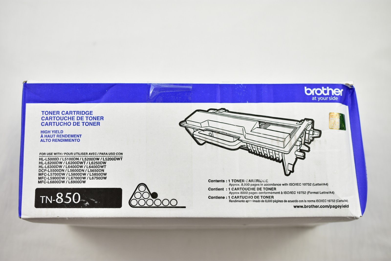 Brother TN850 Black High Yield Toner Cartridge Genuine NO RETAIL BOX