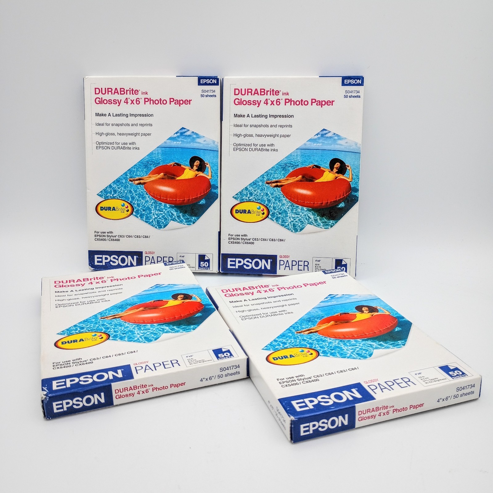 Epson DuraBrite Ink Photo Paper 4×6 Glossy 200 Sheets S041734 New Sealed Lot