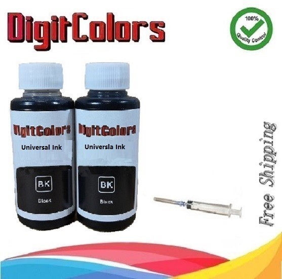 2x100ml Premium Refill Bulk Black Ink for All HP Canon Lexmark Printers