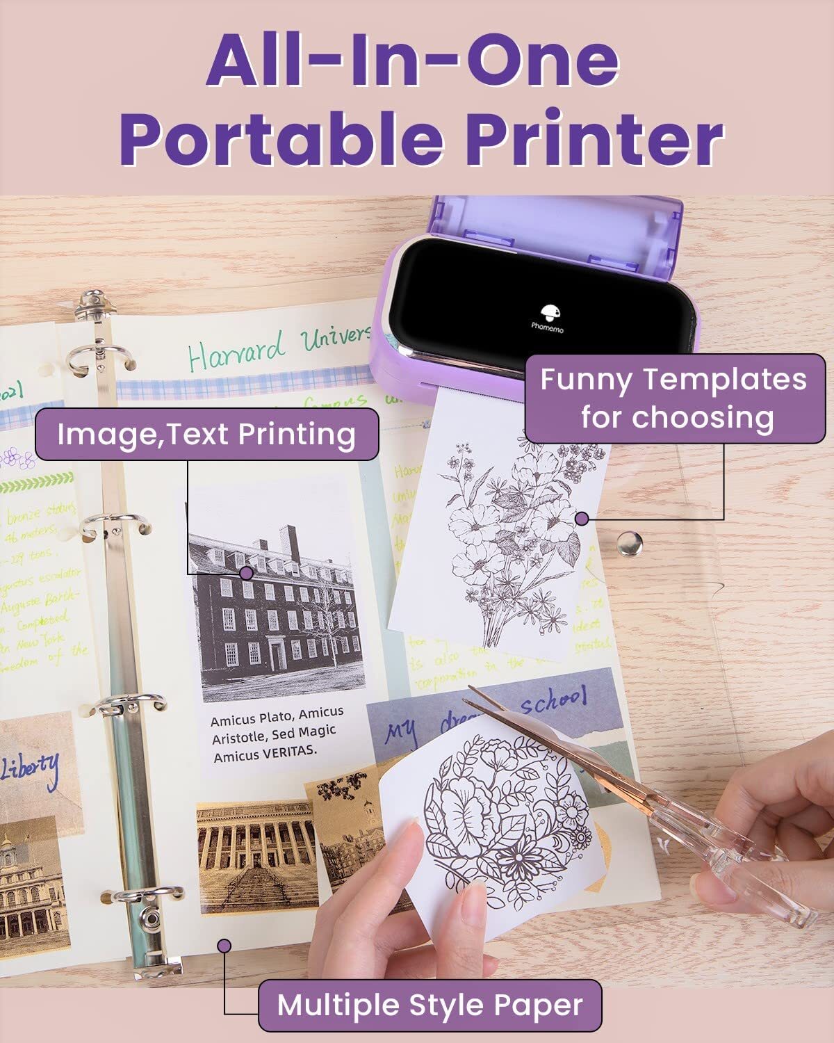 Phomemo Thermal Printer Bluetooth Portable M03 Machine or 80mm Sticker Paper Lot