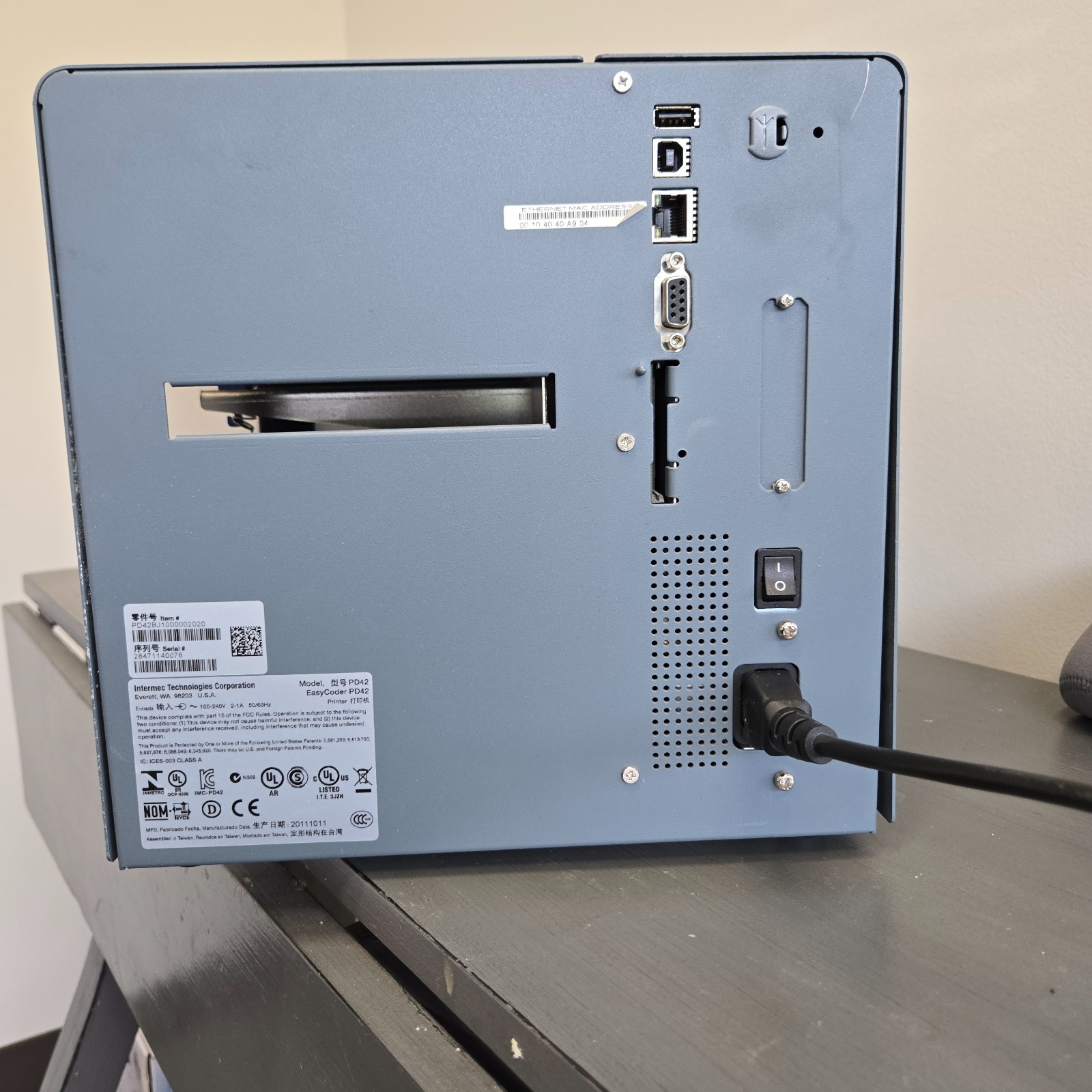 Intermec EasyCoder PD42 Thermal Barcode Label Printer Power Tested