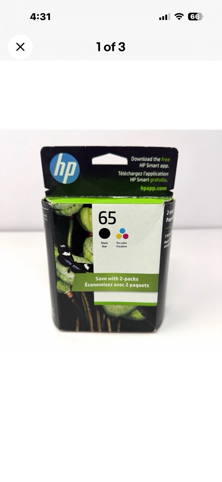 HP 65/T0A36AN Black & Tri-Color Ink Cartridge