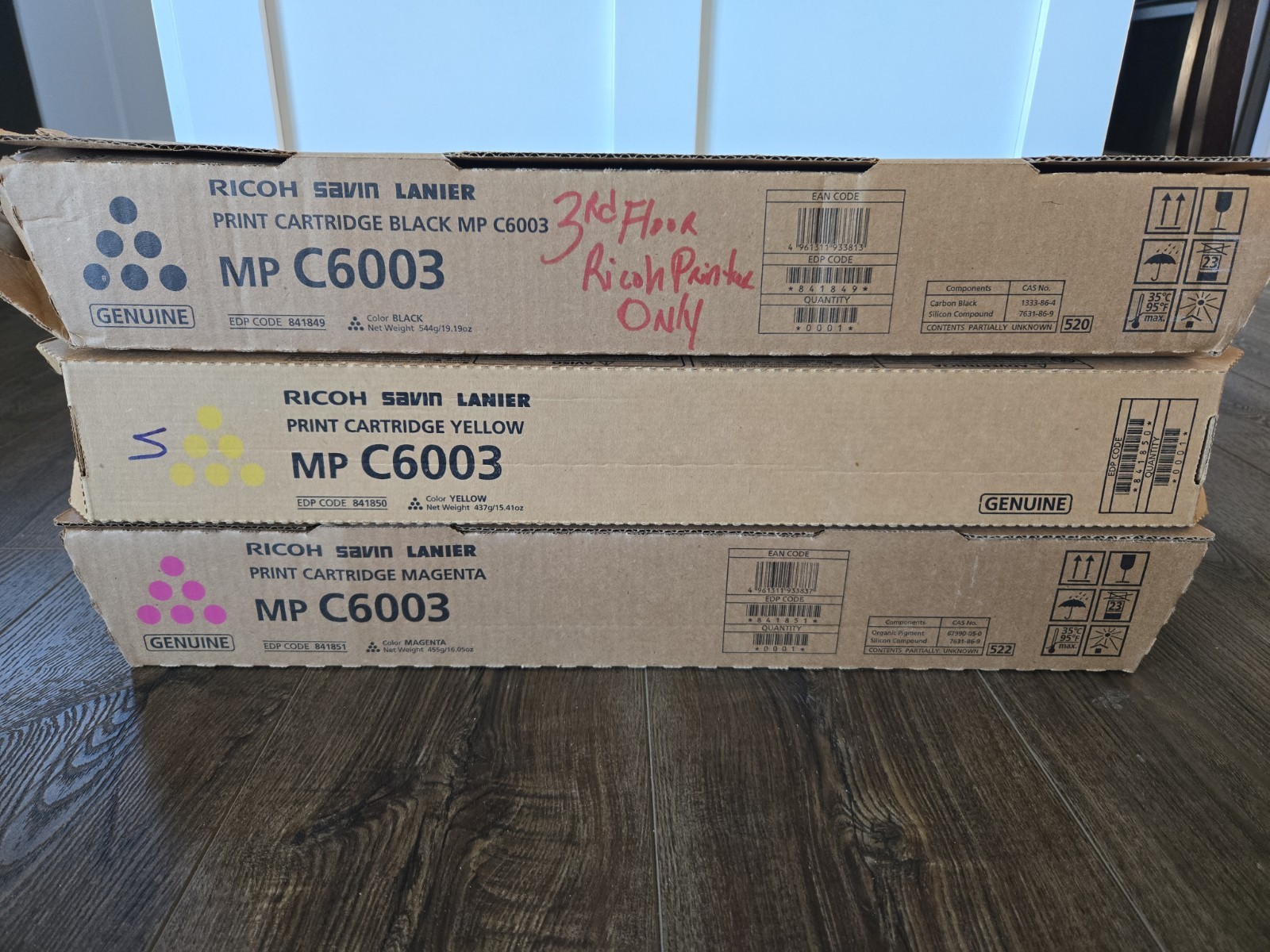 Ricoh Genuine Toner Bundle MP C6003 – YMB 841849, 841851, 841850 Lot of 3