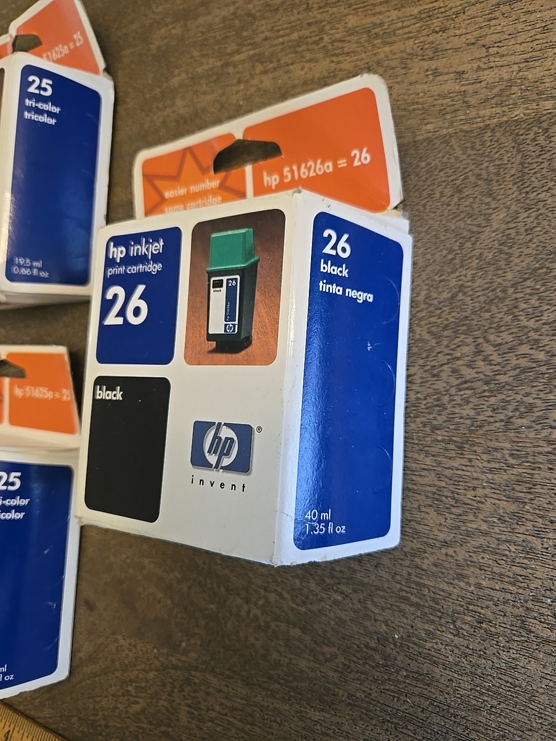 (2)HP 25 Tri-Color & (1) 26 Black Ink Jet Print Cartridge NOS Lot Of 3 See All