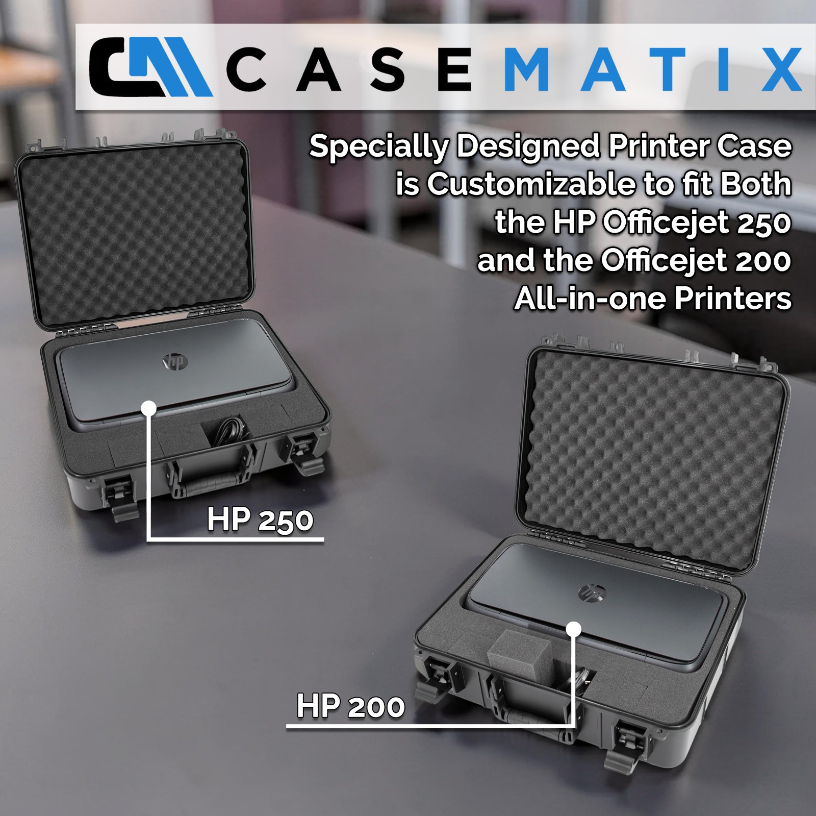 Casematix Portable Case for HP OfficeJet 200 Mobile Printer & Ink Storage
