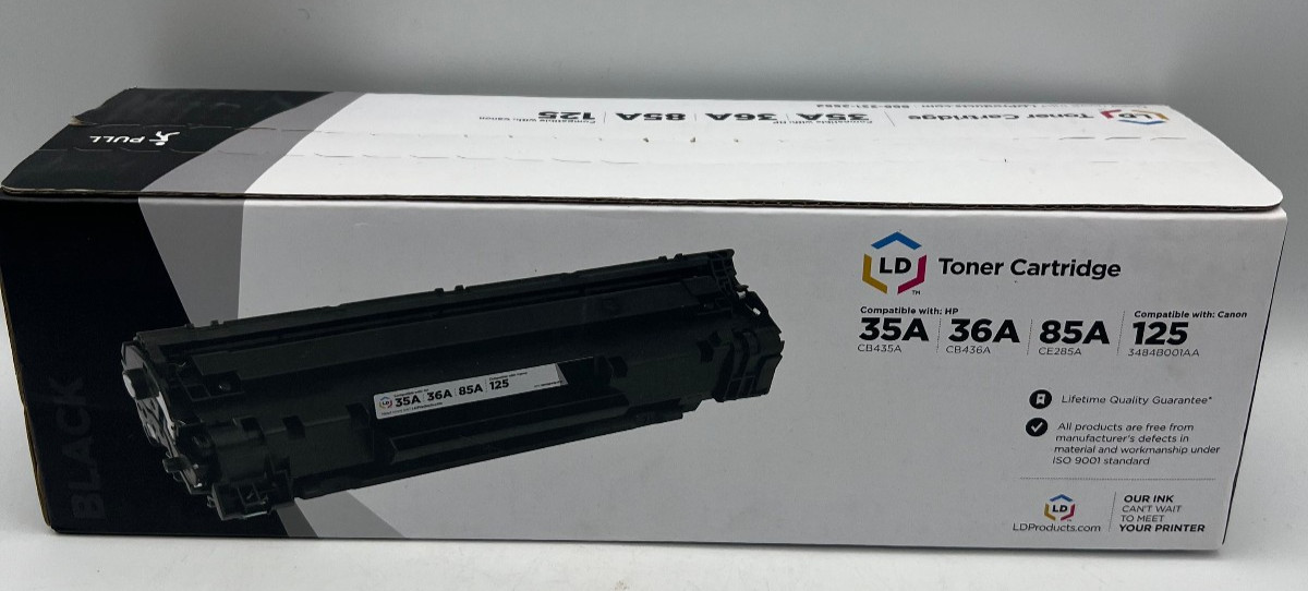 LD Compatible Black Toner Cartridge 35A 36A 85A Canon 125 Printer Ink New